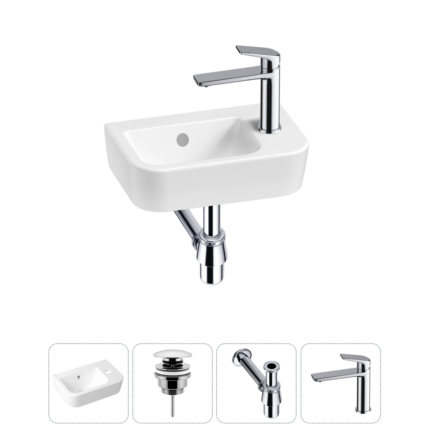 Изображение товара Раковина Lavinia boho one 20217344R 37 см белая с донным клапаном сифоном и смесителем