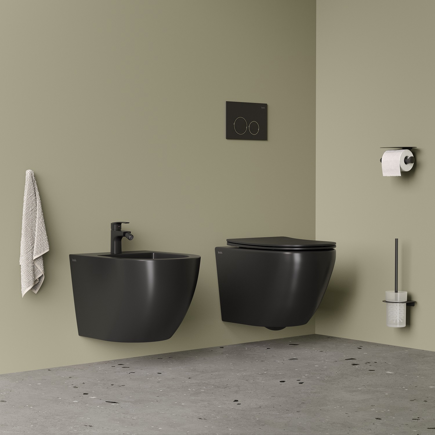 Изображение товара Подвесной унитаз и биде IDDIS Blanco черный безободковый с микролифтом Гарантия 25 лет