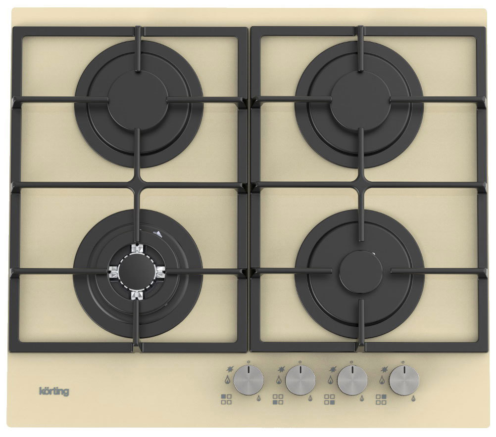 Изображение товара Газовая варочная панель Korting HGG 6722 CTB 59 см 4 конфорки с закаленным стеклом