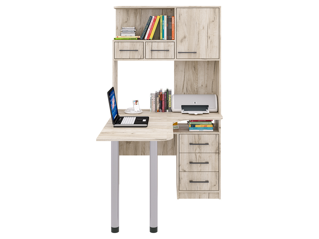 Изображение товара Офисный стол с полкой Пирамида СК-35 101x179x130 см ЛДСП серое дерево