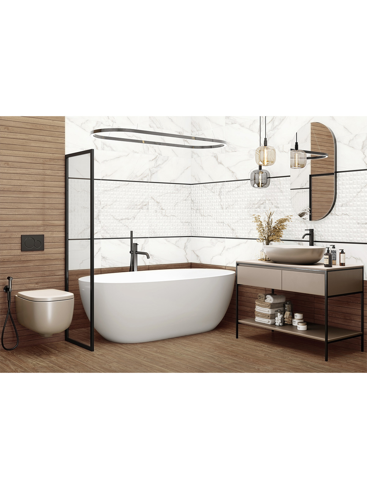 Изображение товара Настенная плитка New trend Aurea WT36AUU15 30x60 см мрамор белый рельефная