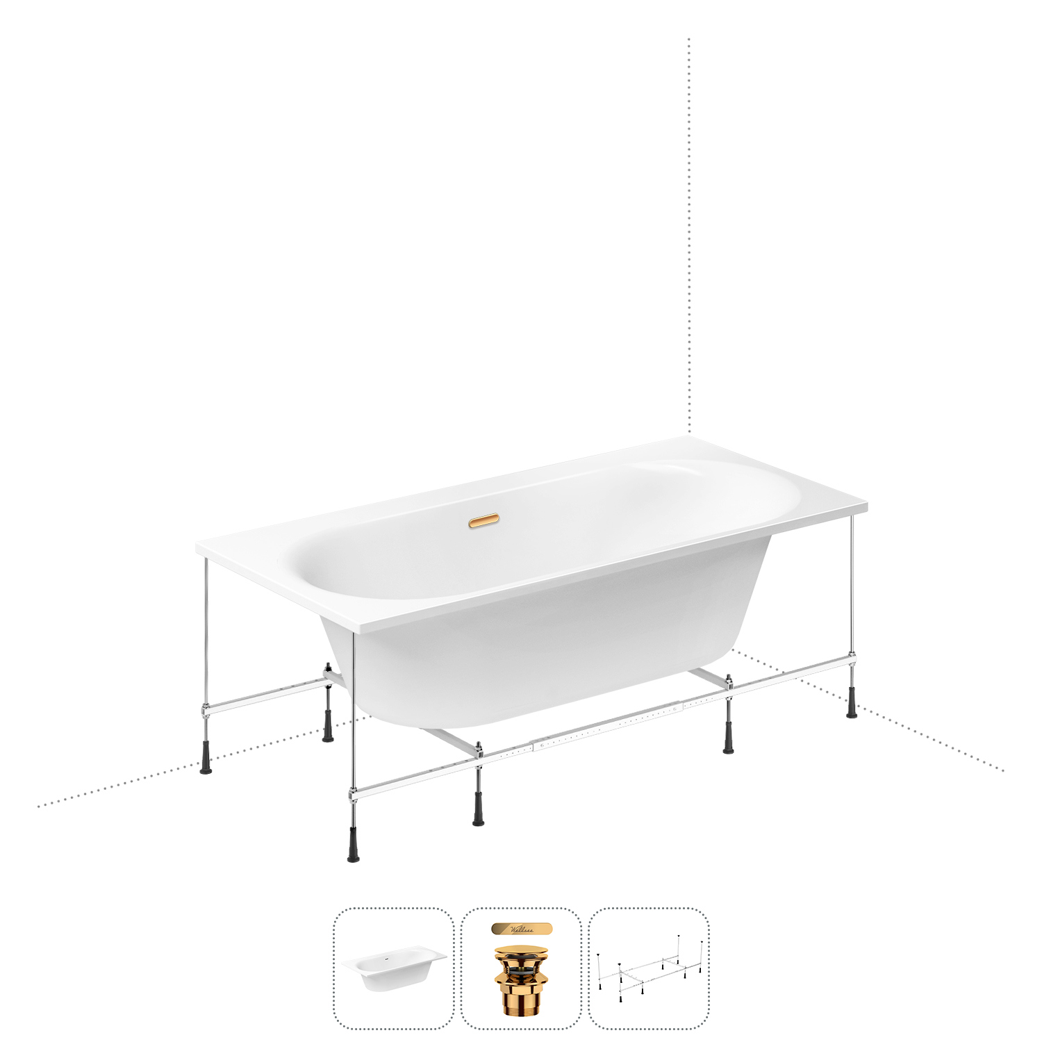 Изображение товара Прямоугольная акриловая ванна WELLSEE 180x90 см с каркасом и гарантией 25 лет