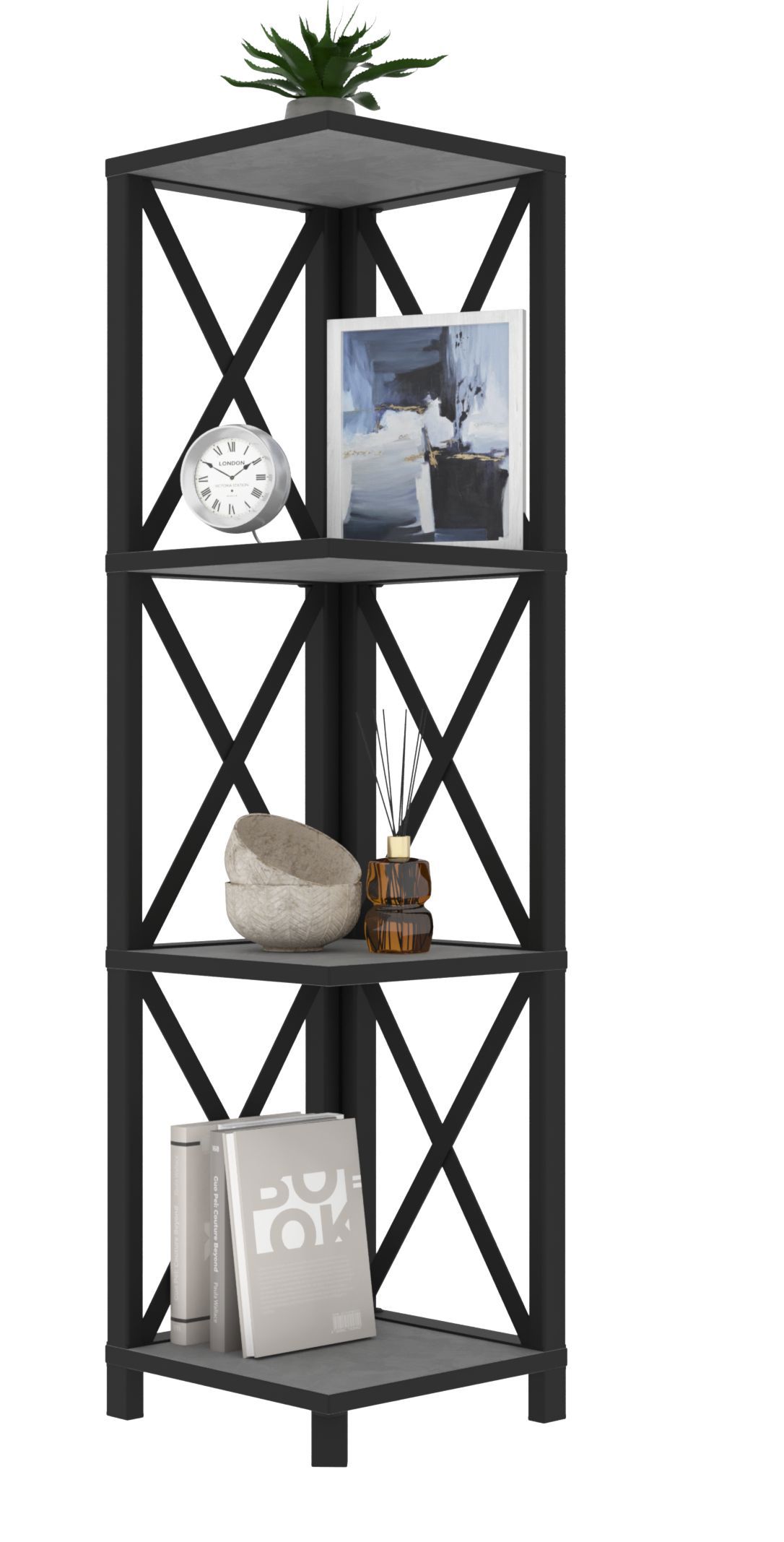 Изображение товара Стеллаж MAKE MEBEL Стеллаж Лофт Слим-4 29x112x29 см черный