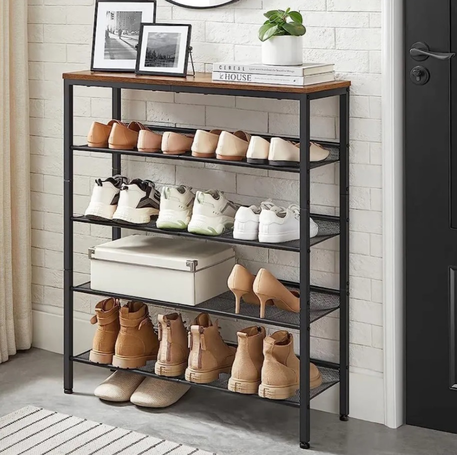 Изображение товара Этажерка для обуви AV Craft 75x93x28 см металлическая с деревянной полкой