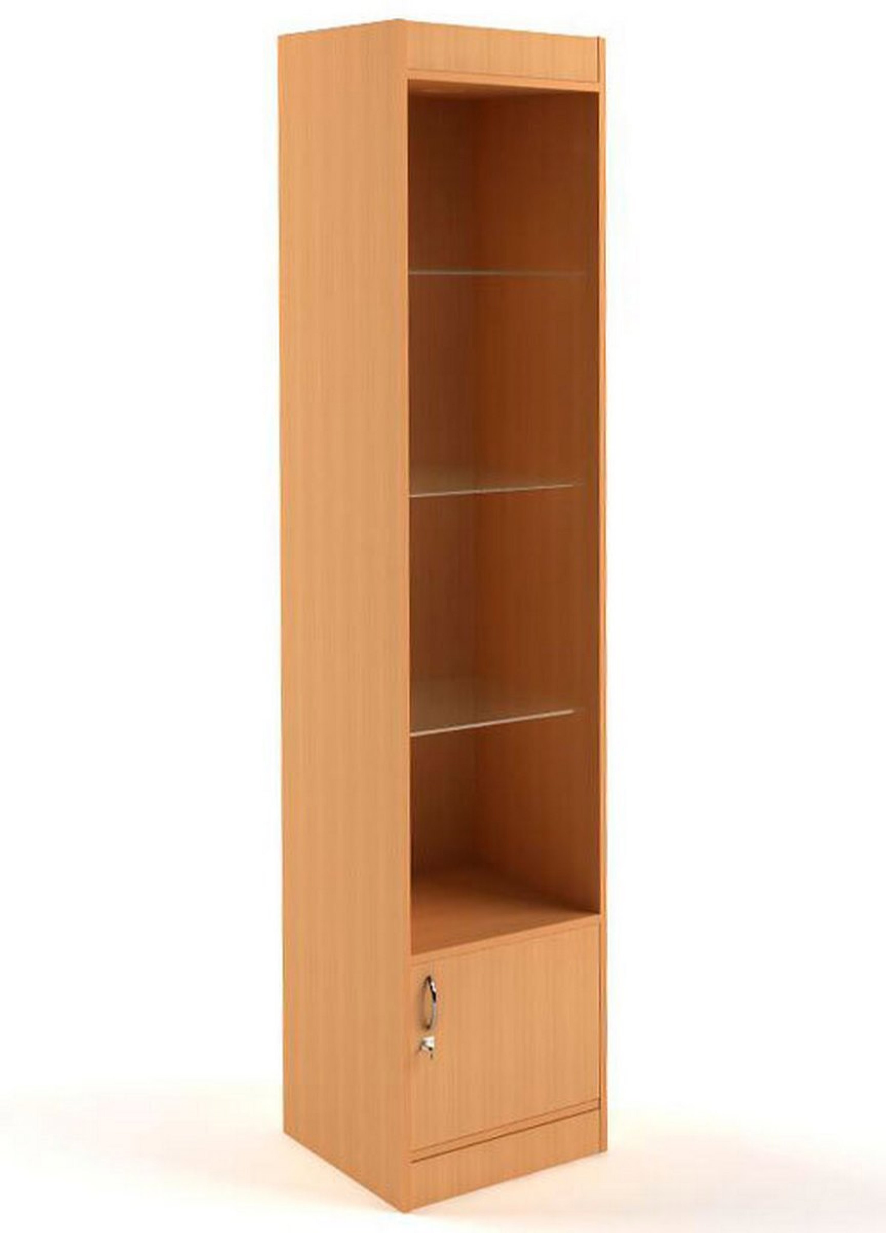 Изображение товара Шкаф-витрина 45x200 см Универсал №162-45-Д с стеклянными полками и накопителем