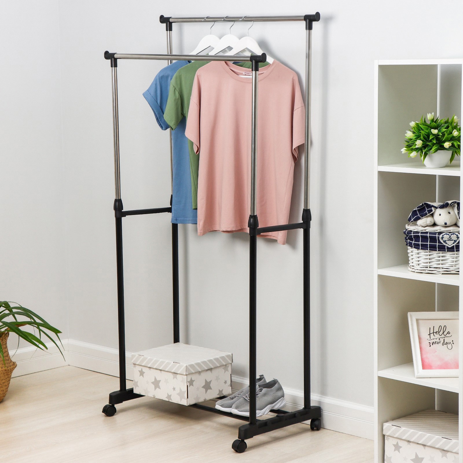 Изображение товара Вешалка Доляна 1112784 80x160x3 см металлическая пластиковая Черная