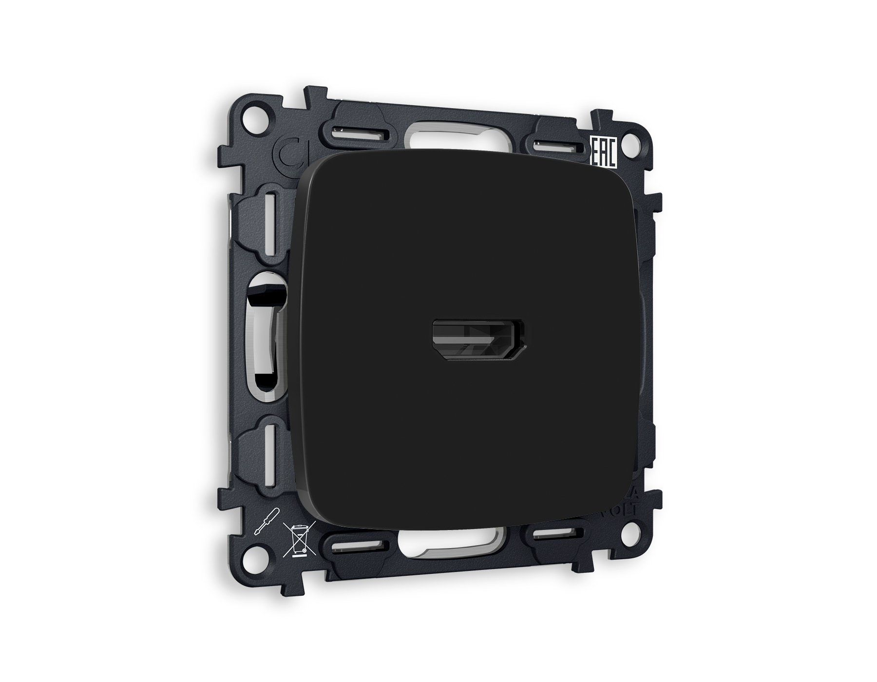 Изображение товара Ambrella volt Omega MO814010 розетка HDMI 2 0 встраиваемая черный матовый с заземлением