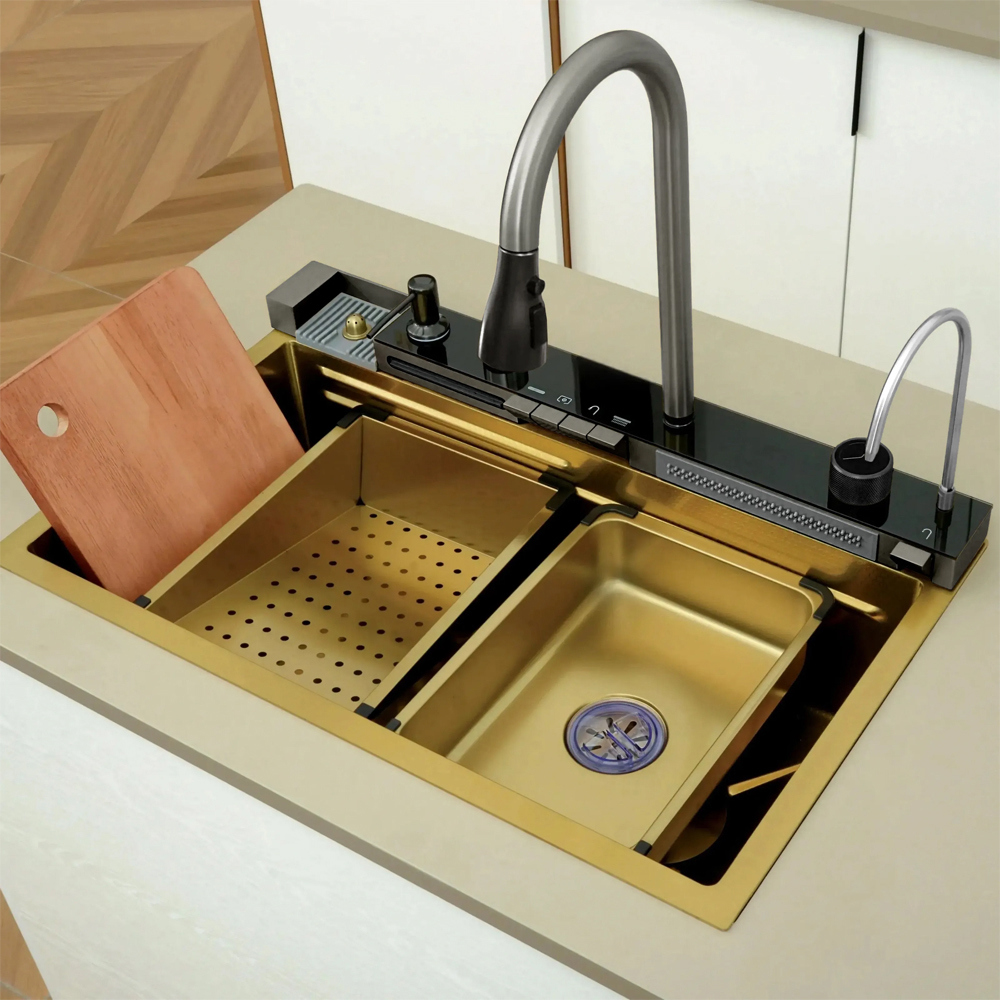 Изображение товара Мойка для кухни Ceruttispa Gloria Nano Gold 46x75 см глубина чаши 23 сталь цвет золотой