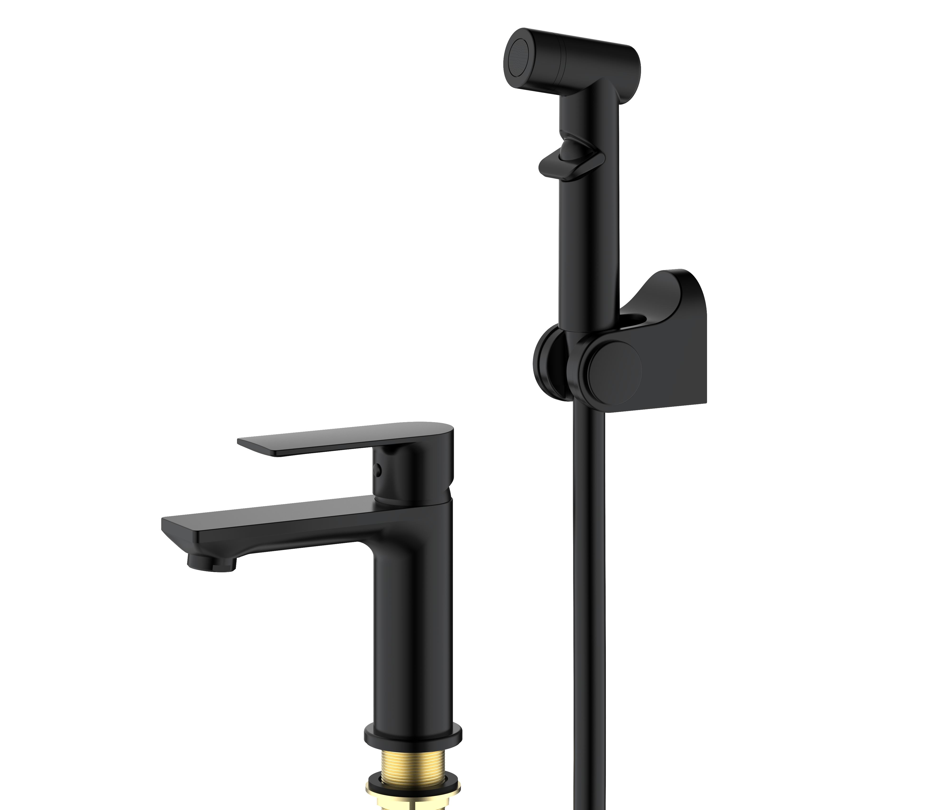 Изображение товара Смеситель для раковины Splenka S05 S05.12.06 однорычажный черный латунь гигиенический душ