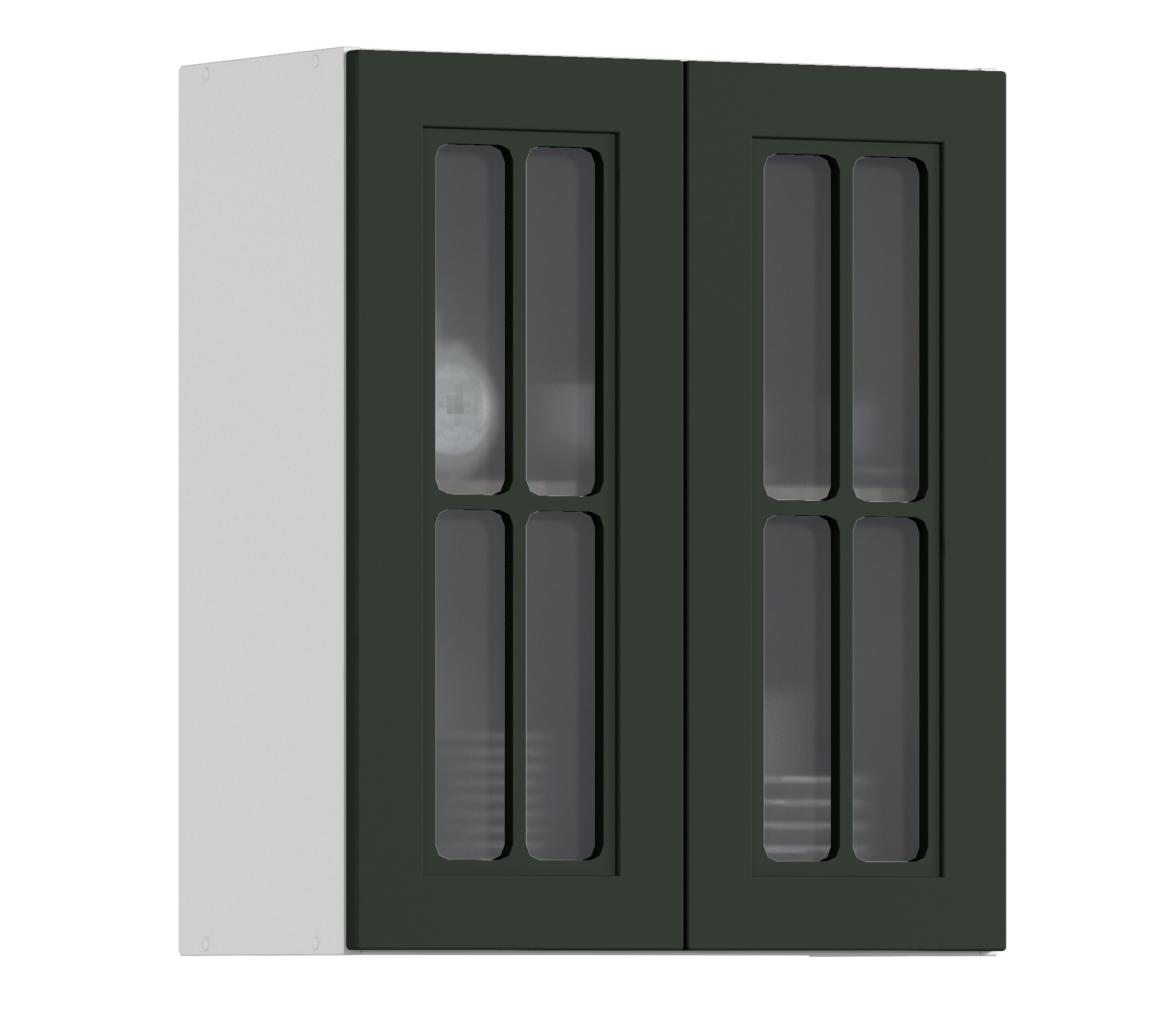 Изображение товара Навесной шкаф Регина Столплит 60x72 см с стеклянными фасадами бело-зеленый