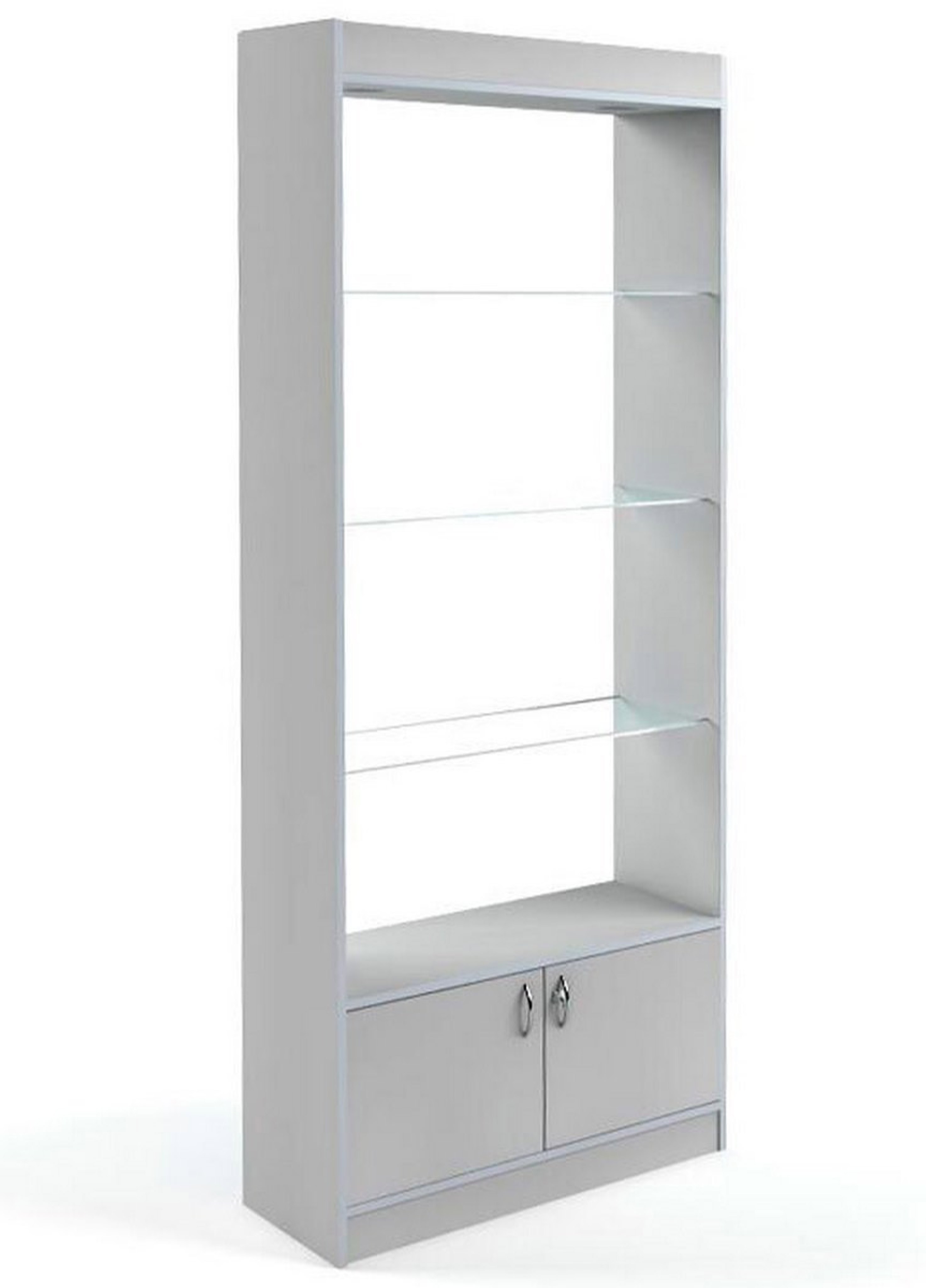 Изображение товара Шкаф-витрина 85x200 см с накопителем Универсал №62 без верхних дверей дерево/стекло цвет серый