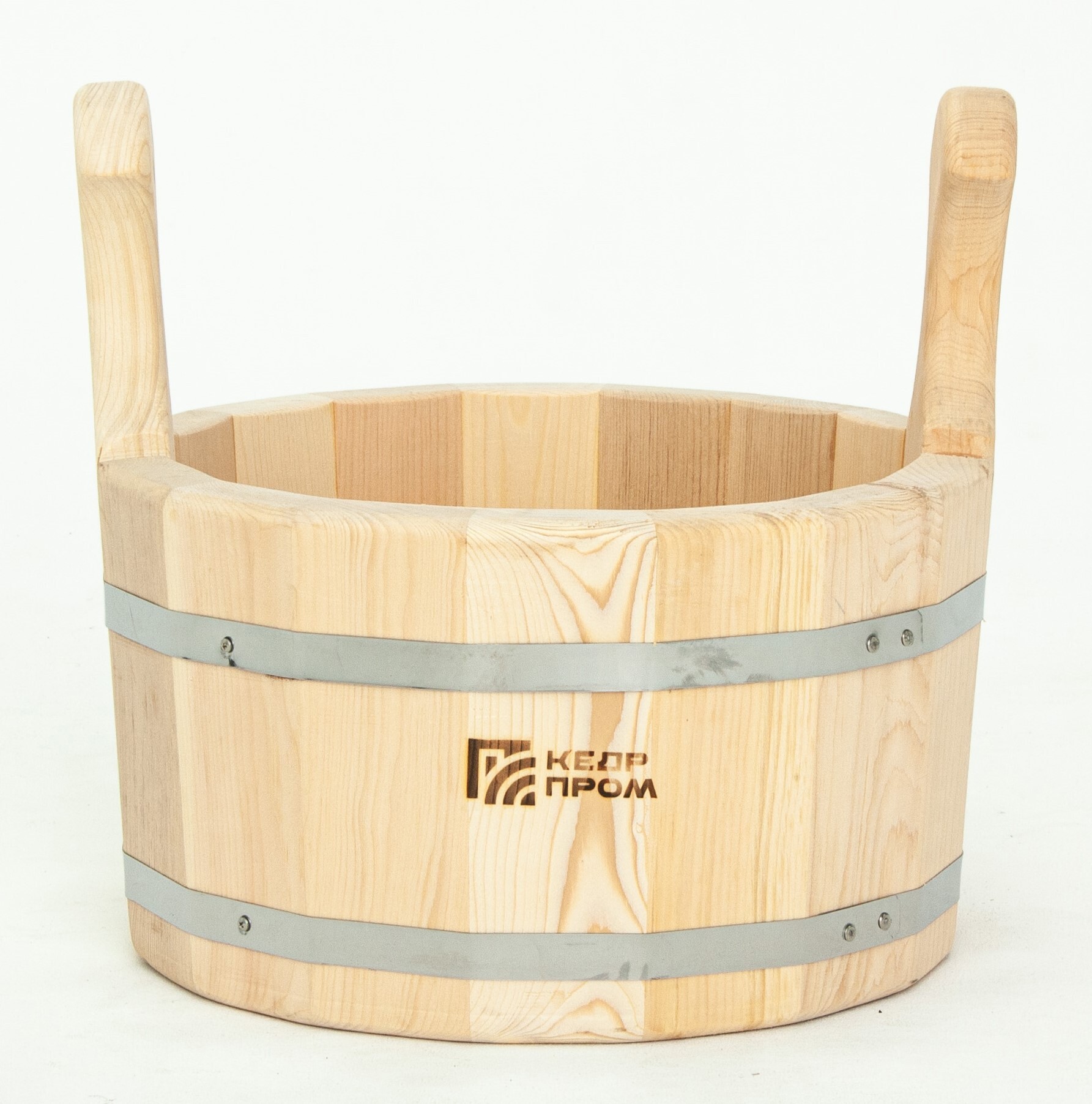 Изображение товара Шайка из кедра КЕДРПРОМ 15 л (40x39x19 см) с нержавеющими обручами