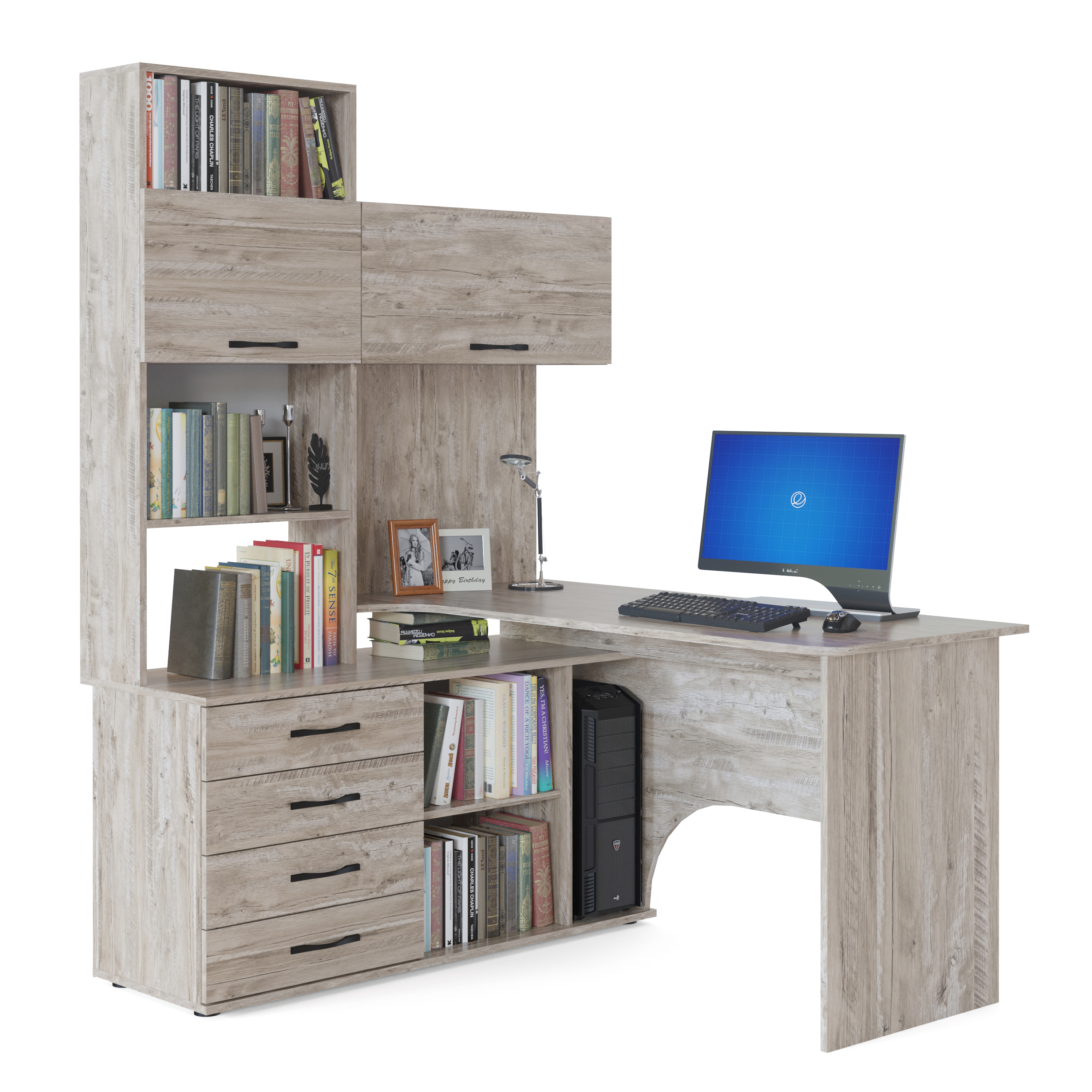 Изображение товара Письменный стол Сокол-т КСТ-14.1Л 135x182.8x123.5 см дуб для офиса и дома