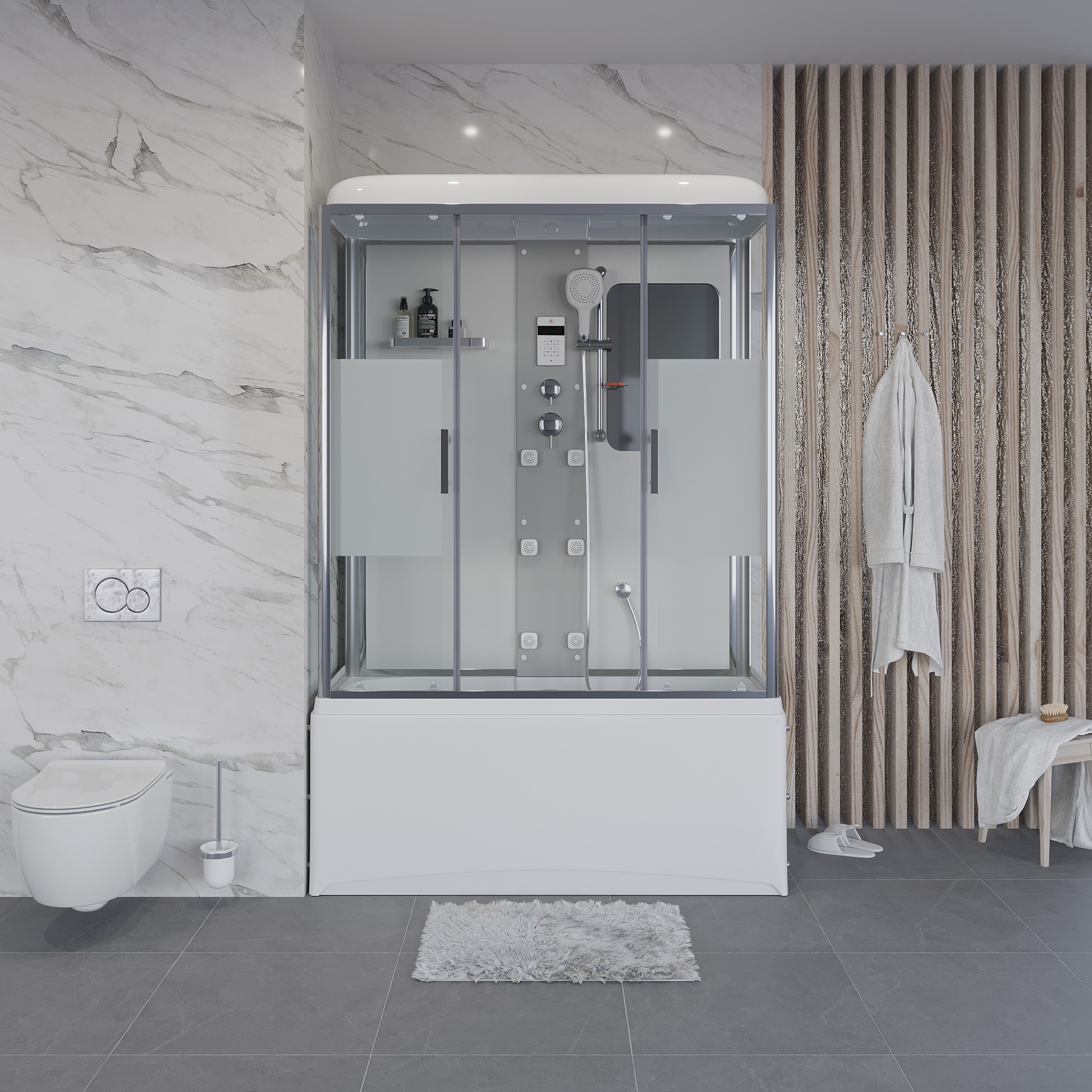 Изображение товара Душевая кабина NG-3150-01 150x70x220 высокий поддон56см