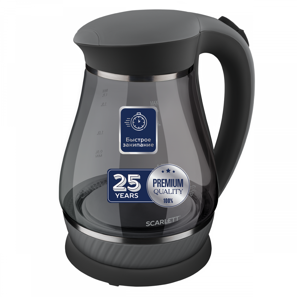 Изображение товара Электрический чайник Scarlett SC-EK27G82 1.7 л стекло черный с подсветкой