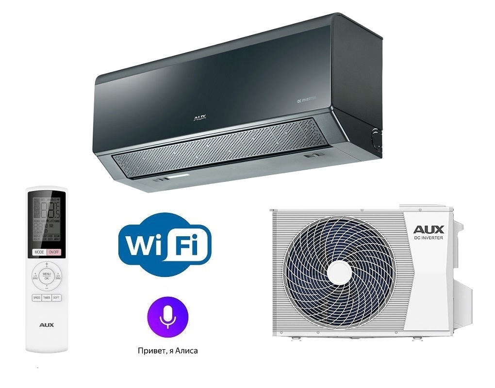 Изображение товара Сплит-система инверторная Aux Black Art Progressive Inverter ASW-H09A4/CC-R2DI/AS-H09A4/CC-R2DI 9K BTU охлаждение/обогрев с Wi Fi