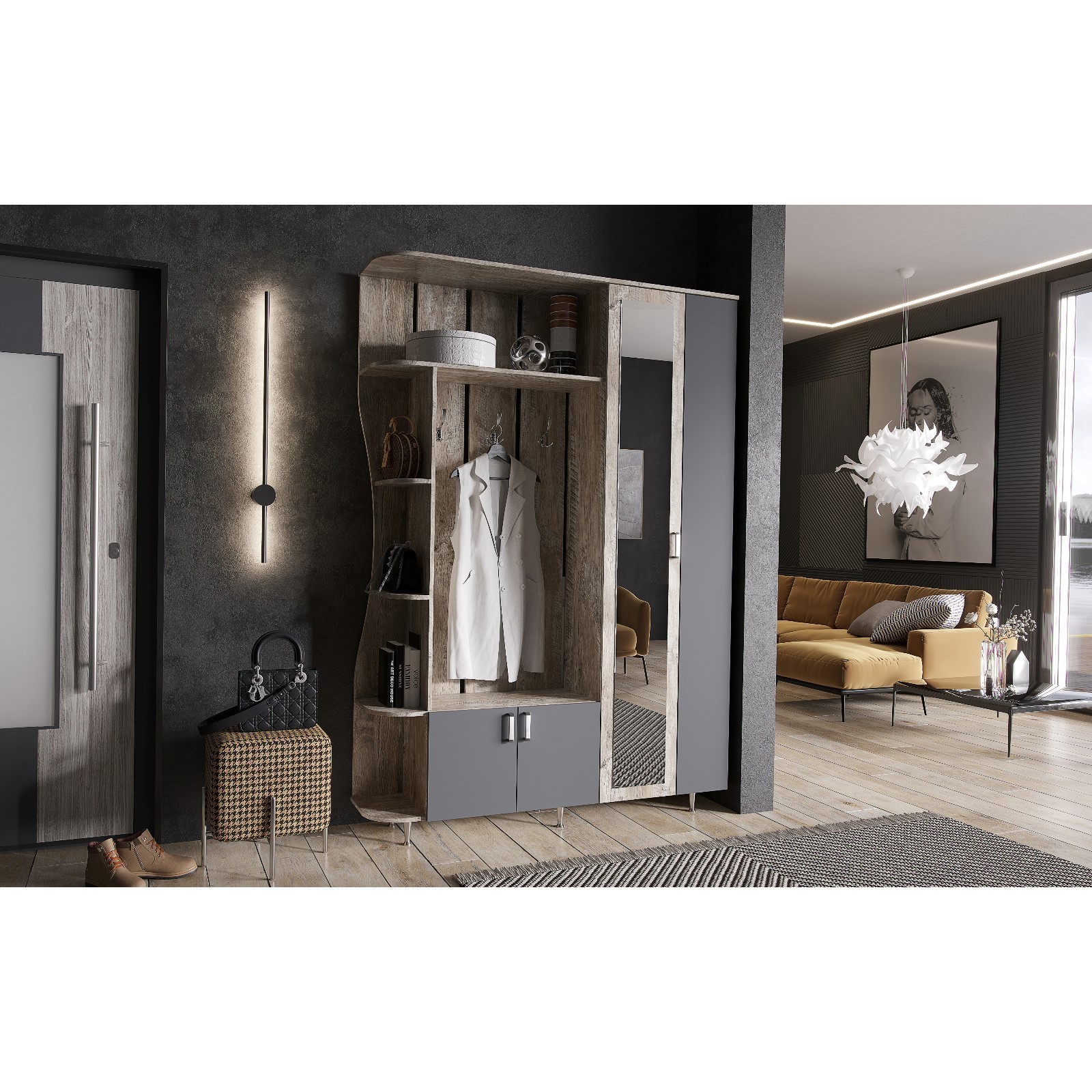 Изображение товара Шкаф Миф 150x215x37 см из ЛДСП в цвете дуб юкон современный дизайн