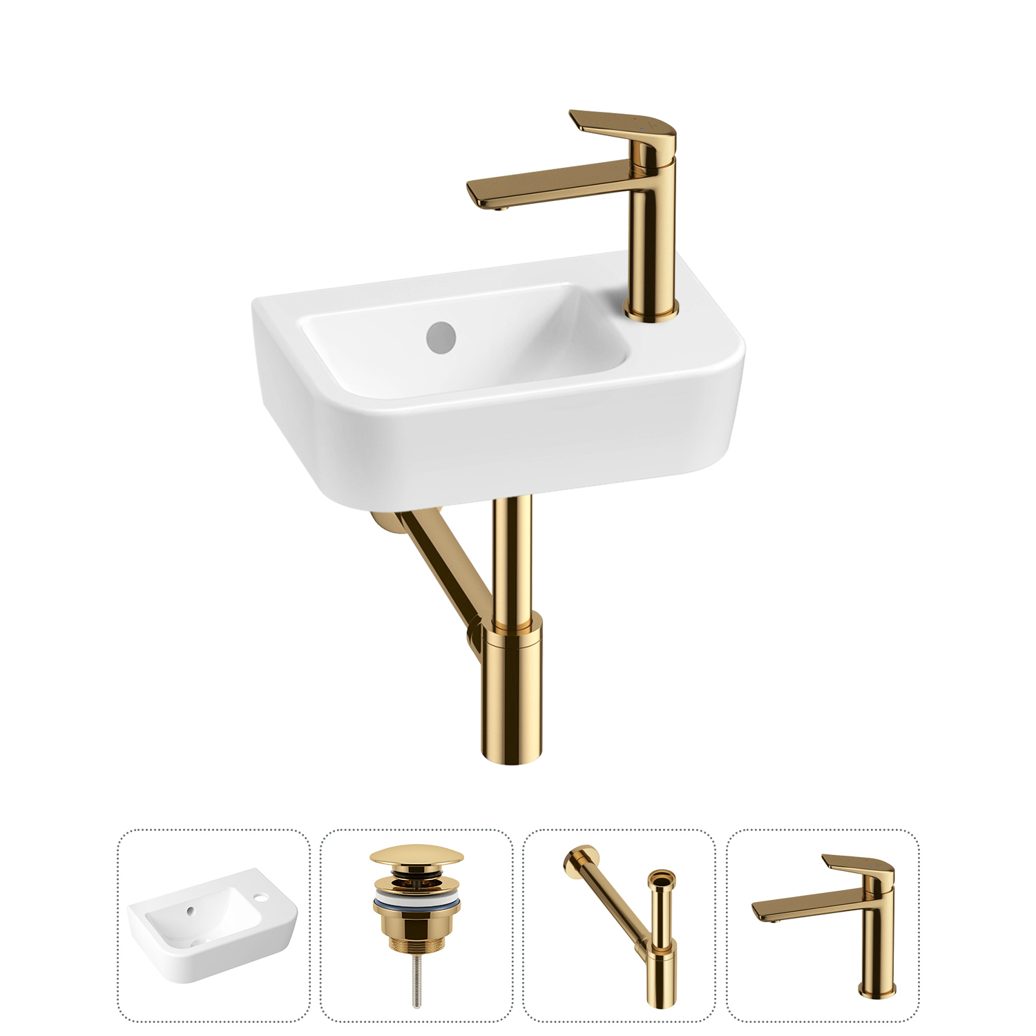 Изображение товара Раковина Lavinia boho one 20217361R 37см цвет раковина 4 в 1: донный клапан, сифон, смеситель