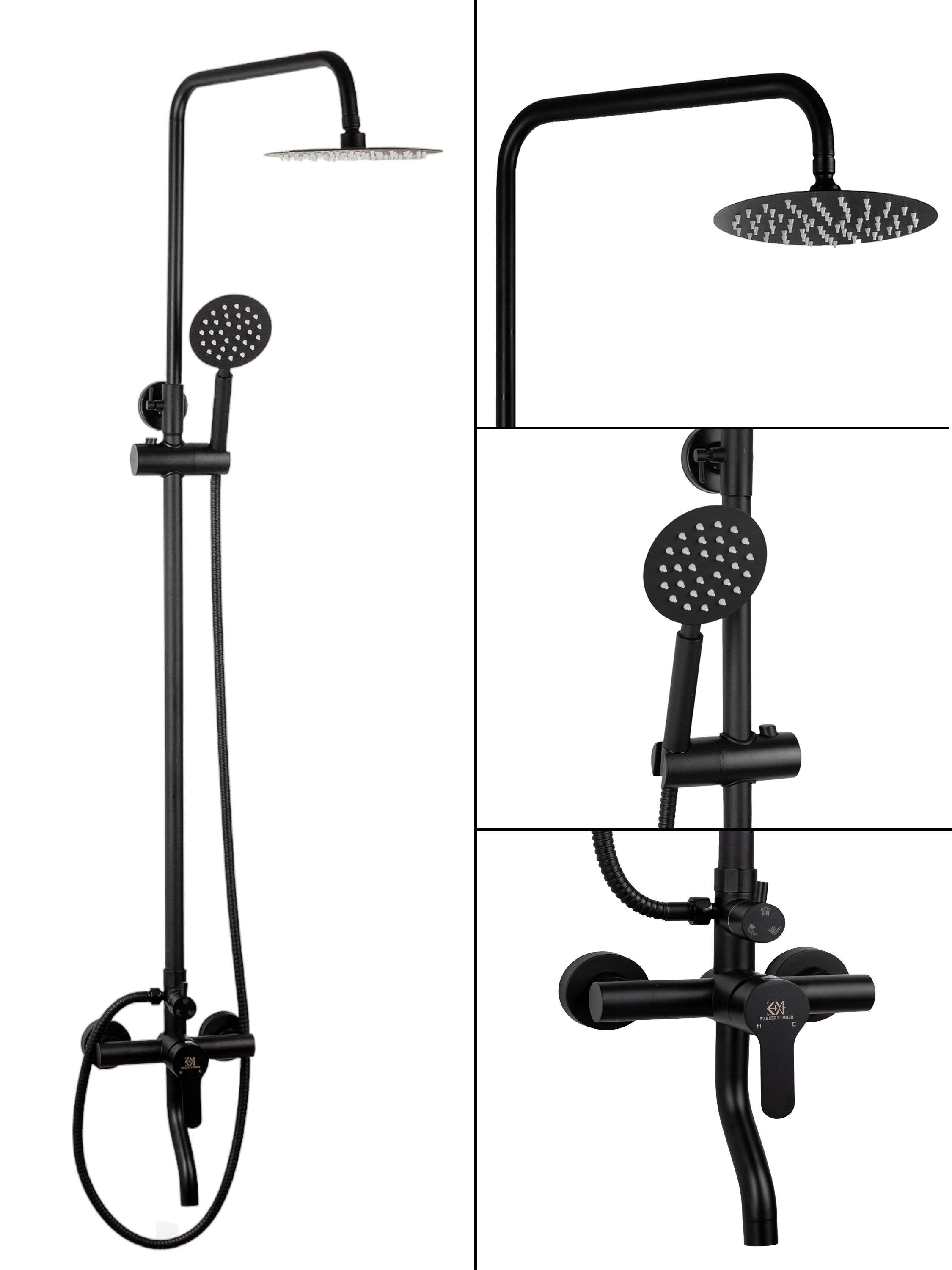 Изображение товара Душевая система WASSER ZIMMER ZM-7728-18H однорычажный смеситель цвет черный