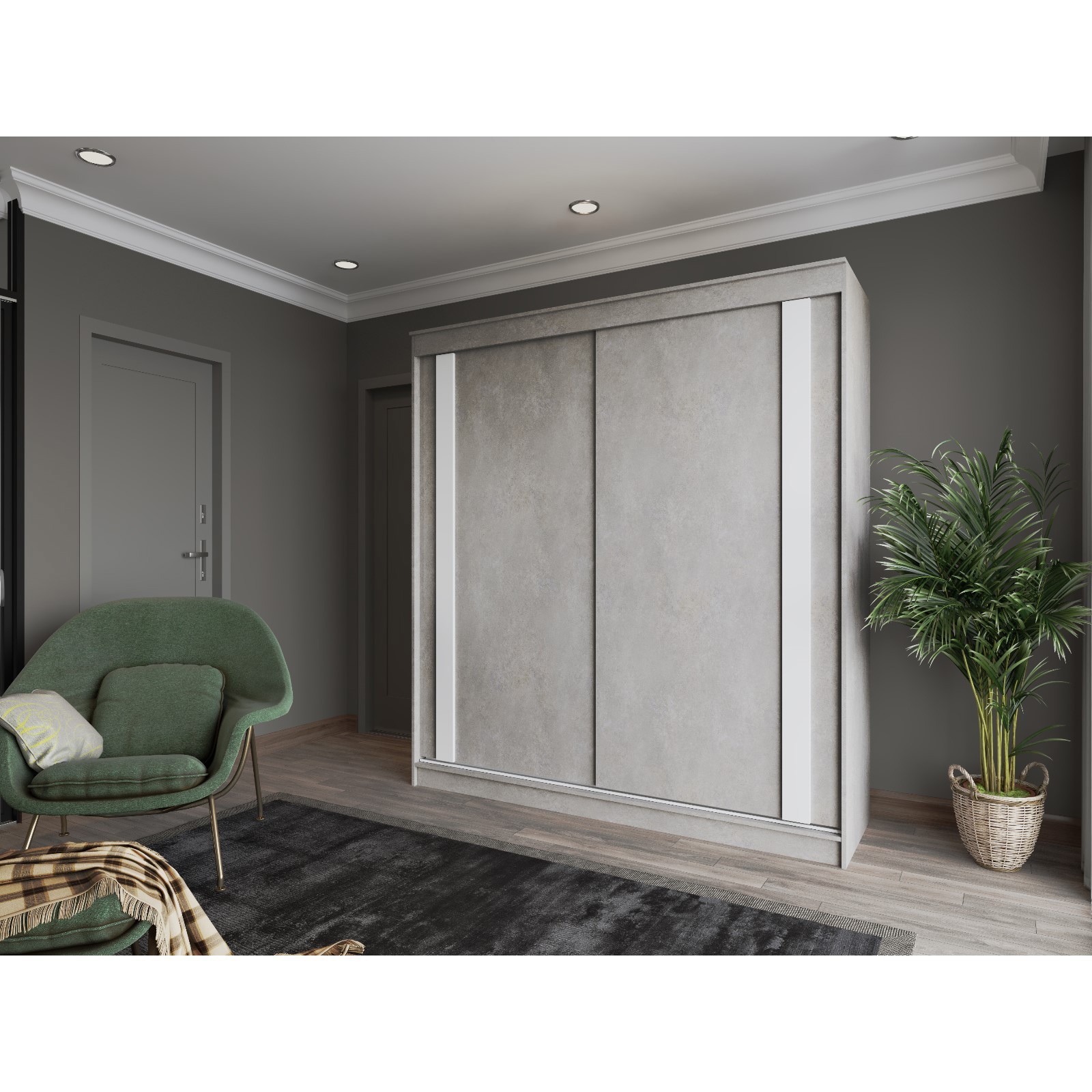 Изображение товара Шкаф-купе Клик мебель 220x200x62 см 13 полок ЛДСП цвет бело-черный