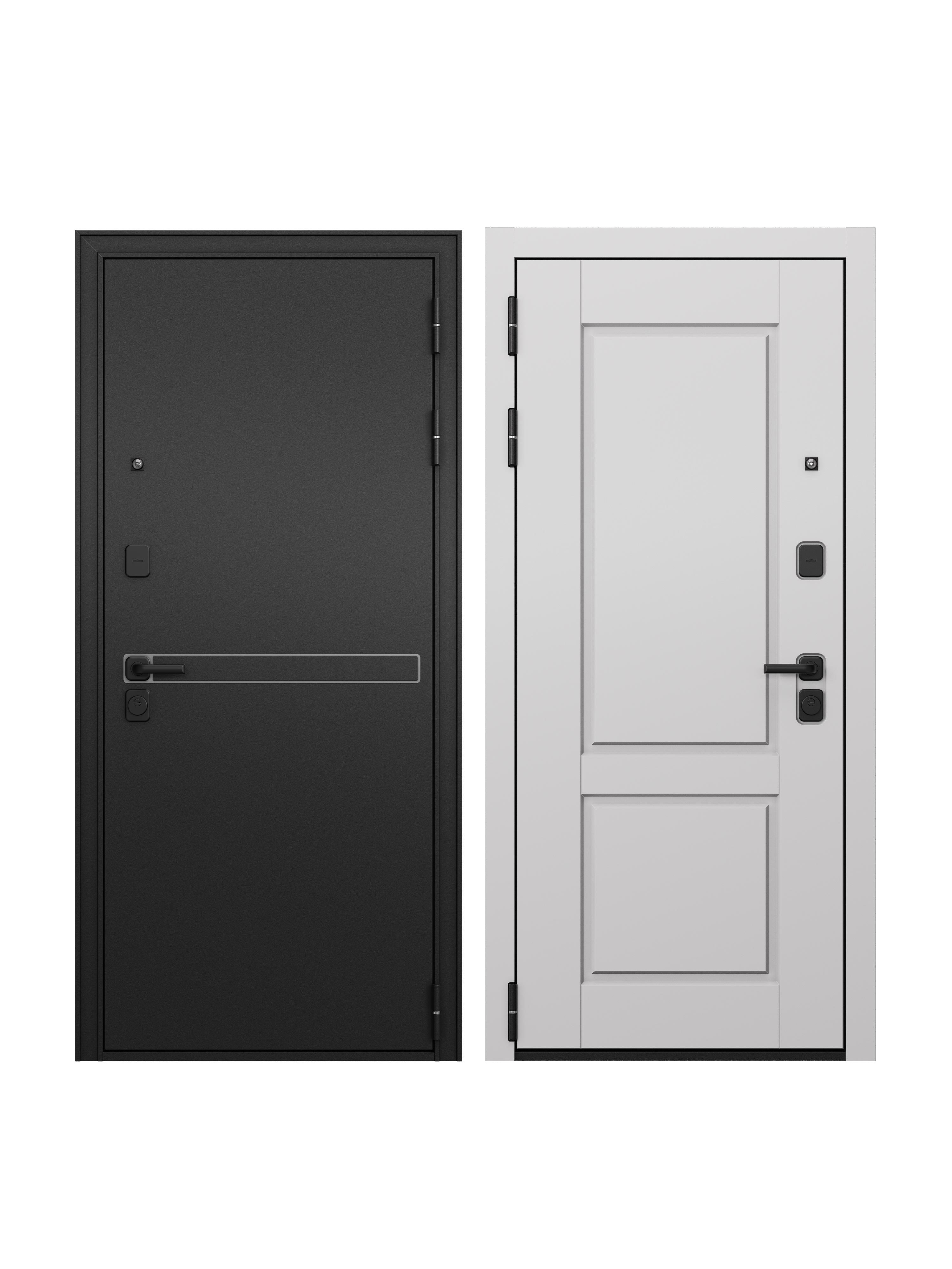 Изображение товара Входная дверь Unicorn Loft правый 205x96см цвет черный муар металлик/бетон серый