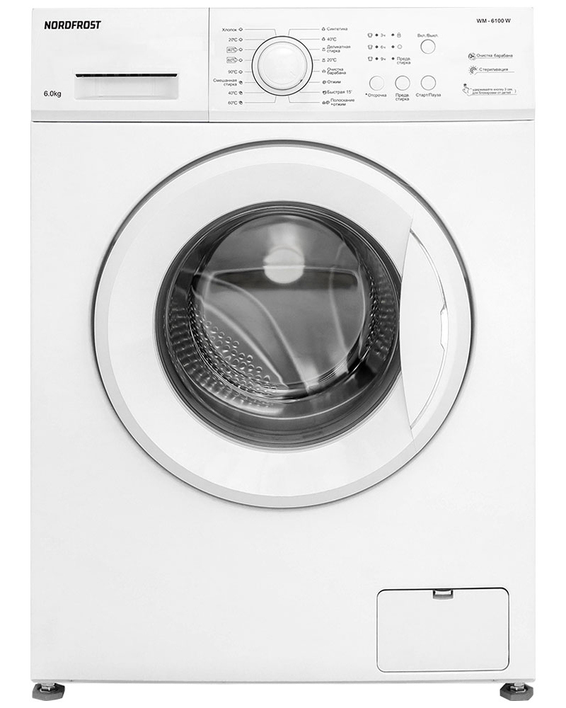 Изображение товара Стиральная машина Nordfrost WM 6100 W 6 кг фронтальная с 8 программами