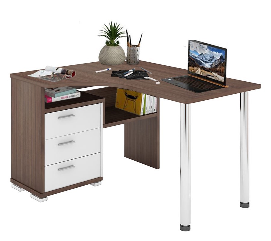 Изображение товара Стол Мэрдэс СР-132С-130 ШБЕ-Ч-ЛЕВ 101x75x130 см из ЛДСП белый и ясень шимо