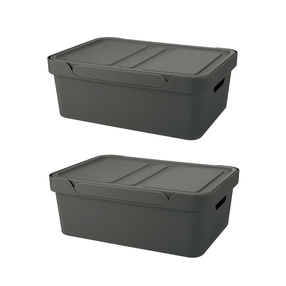 Изображение товара Комплект ящиков с крышкой Econova Luxe 12 л серый универсальный для хранения