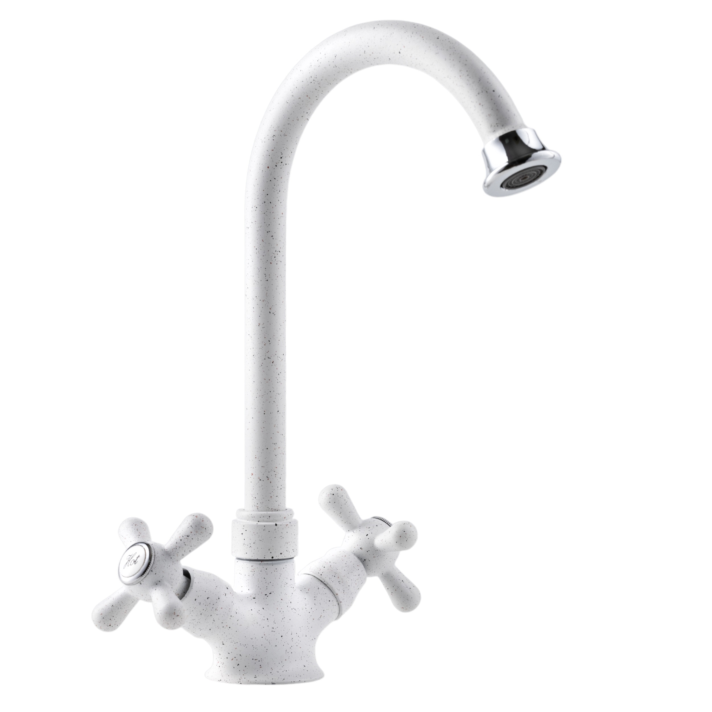 Изображение товара Смеситель для кухни Potato P41301-7 поворотный излив 22 см цвет белый