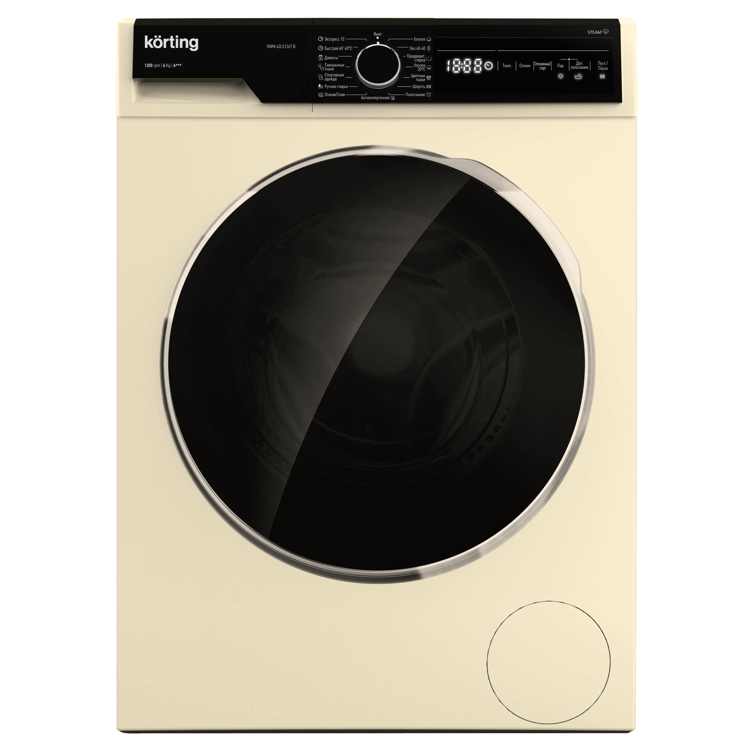 Изображение товара Стиральная машина Korting Kwm 42ls1267 b 59.7x84.5x41.6 см 6 кг цвет бежевый