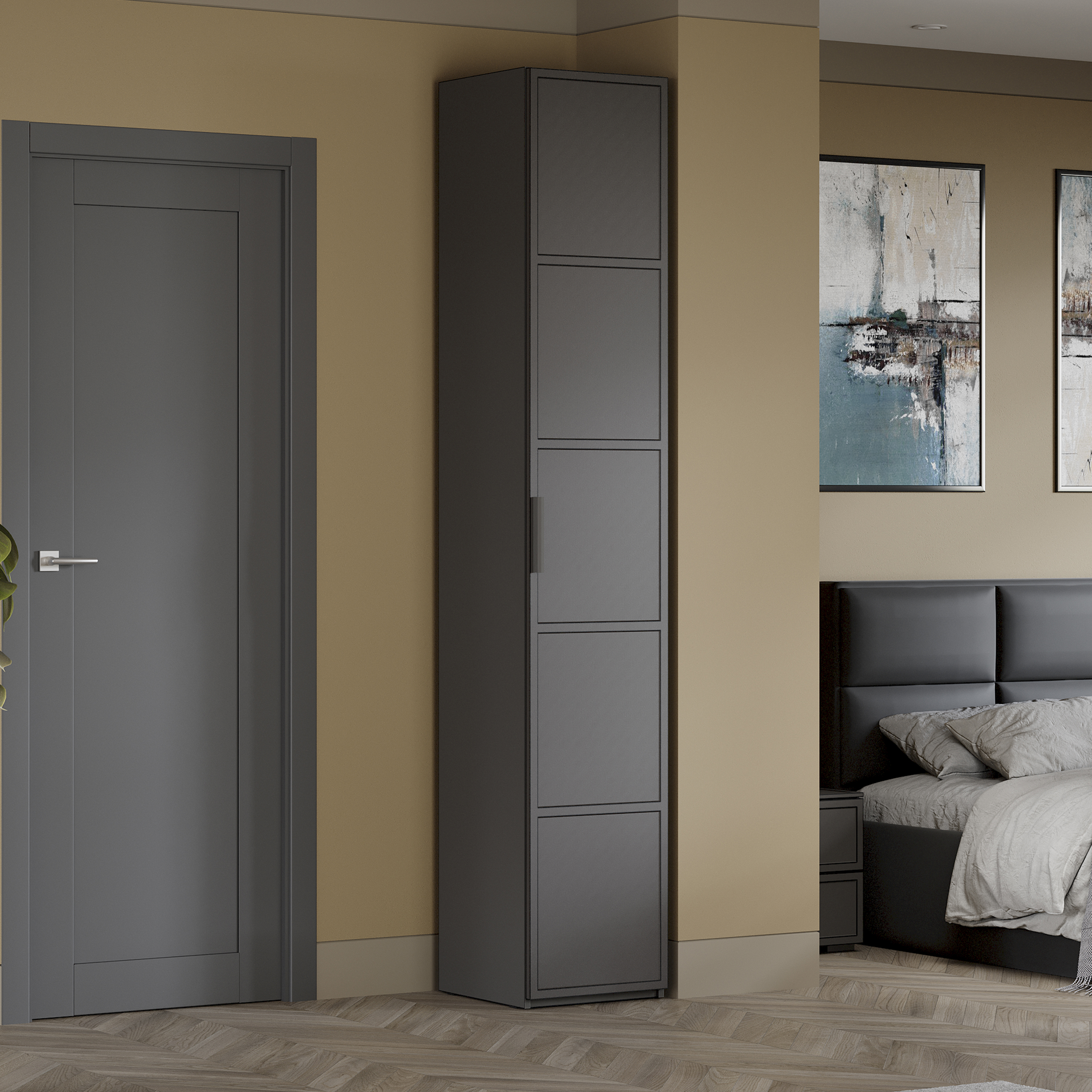 Изображение товара Шкаф Трия 40x225 см ЛДСП серый вулкан для детской комнаты