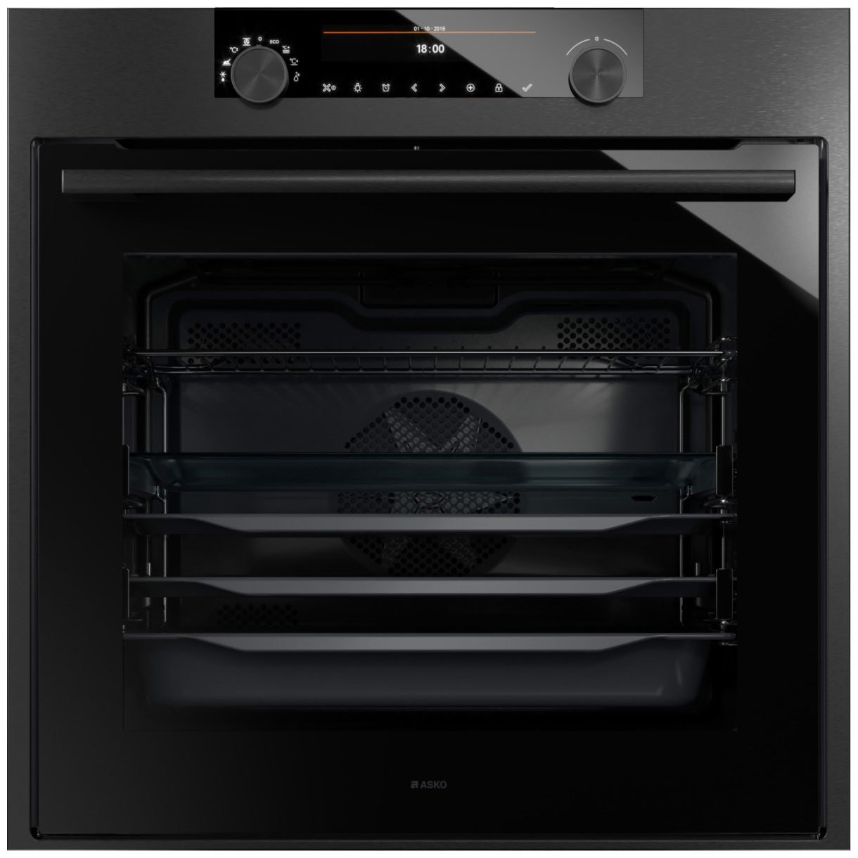 Изображение товара Встраиваемый духовной шкаф ASKO Ot8687B 73 л черная сталь с конвекцией и грилем