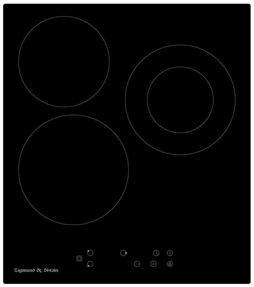 Изображение товара Электрическая варочная панель Zigmund & shtain CN 37.4 B 45 см 3 конфорки цвет черный
