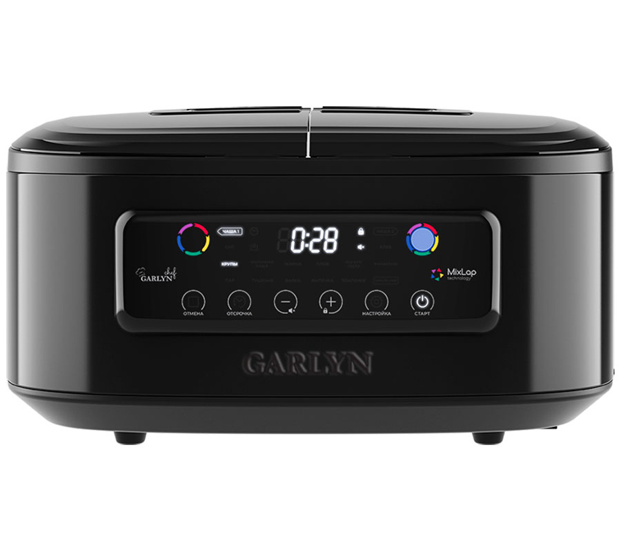Изображение товара Мультиварка GARLYN MR-Duo 10 14 программ двухчашевая черная с функциями таймера и пароварки