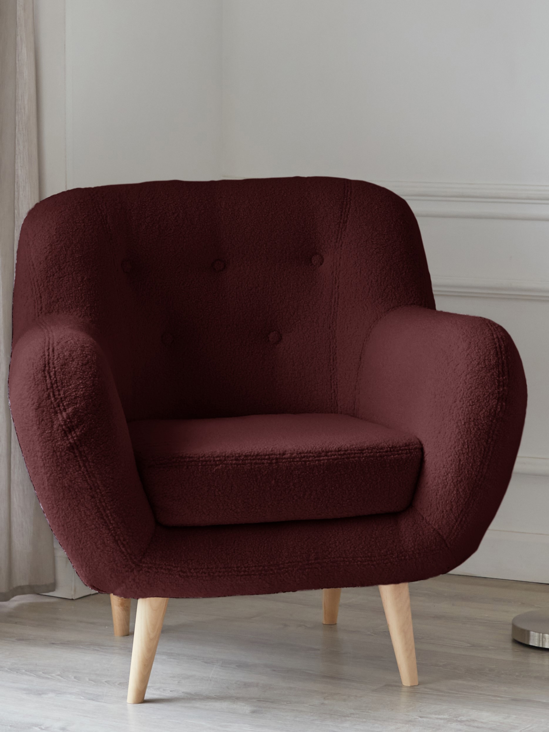 Изображение товара Кресло Элефант мягкое темно-бордовое с высокими опорами
