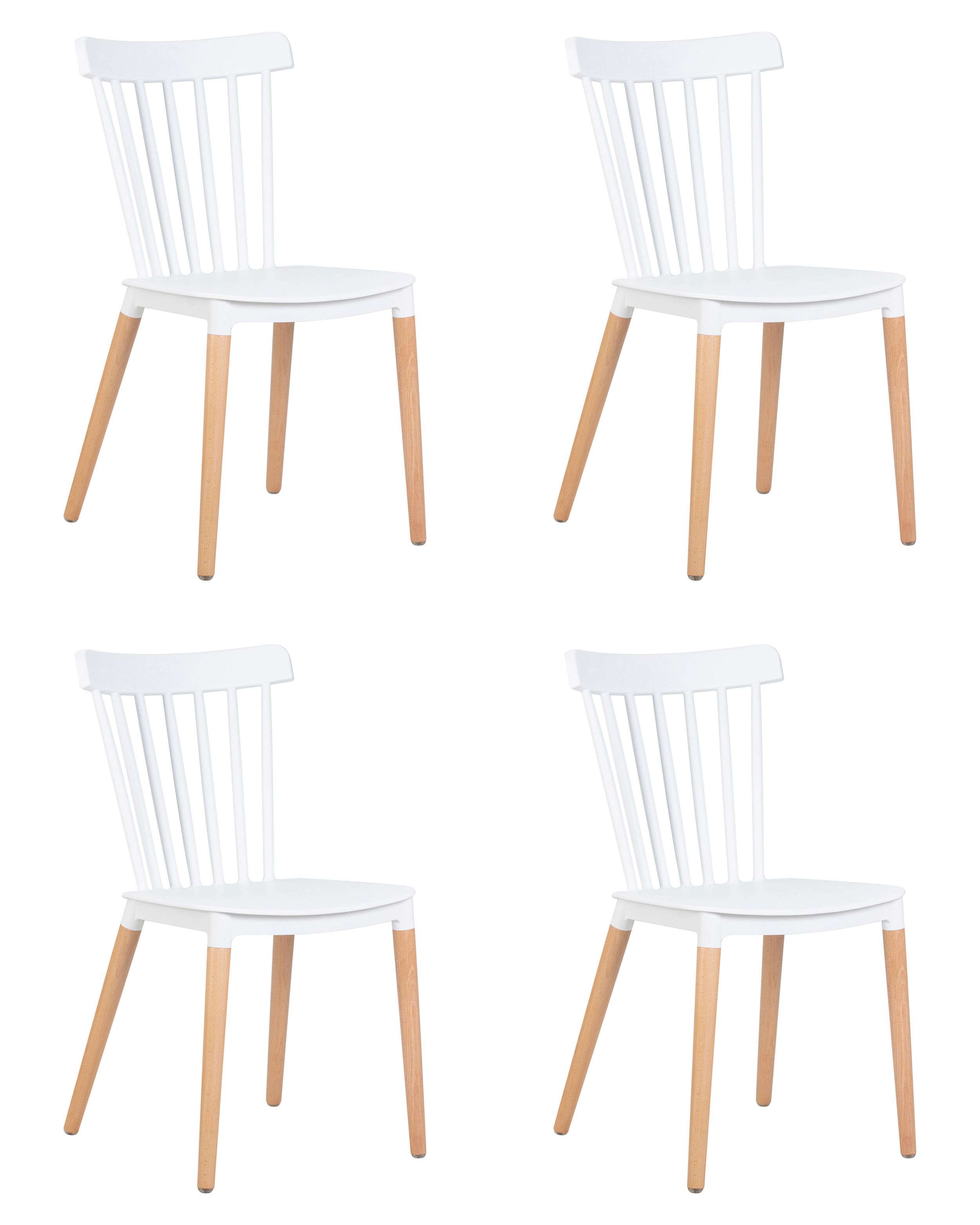 Изображение товара Комплект кухонных стульев 4 шт Dobrin Theo lmzl-pp687 белые с деревянными ножками