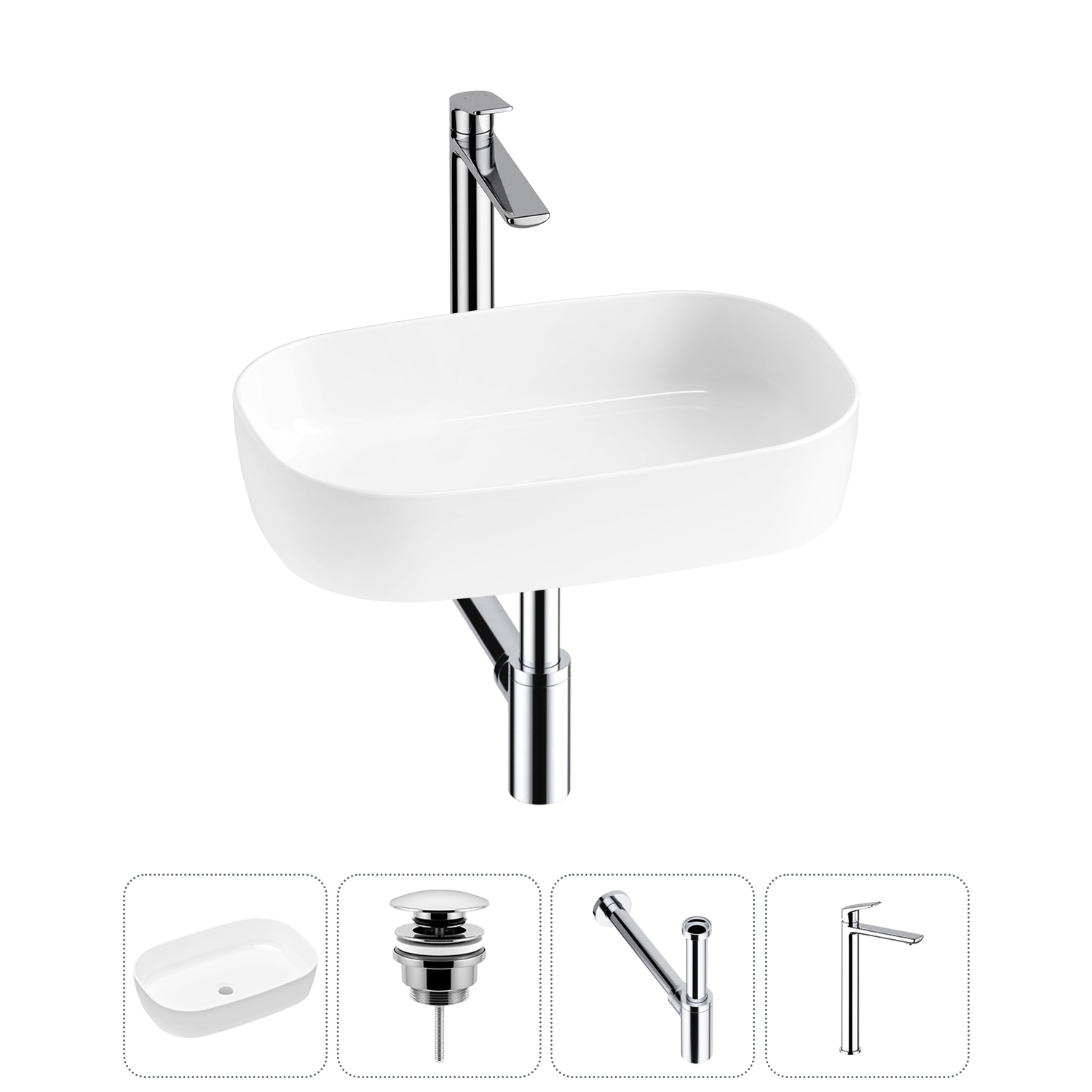 Изображение товара Раковина Lavinia boho bathroom sink slim 20217519R 54см с донным клапаном сифон и смесителем
