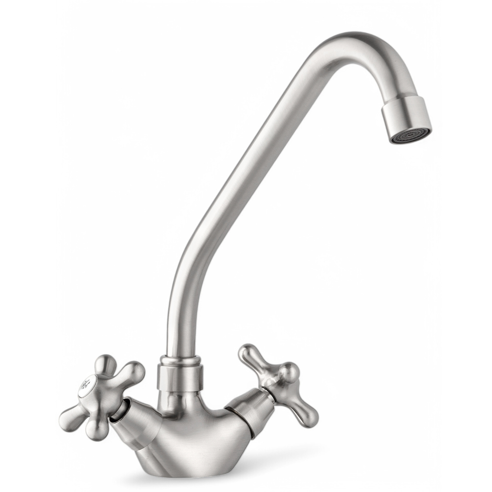 Изображение товара Смеситель кухонный Potato P49314-1 с поворотным изливом в цвете сатин 21 см