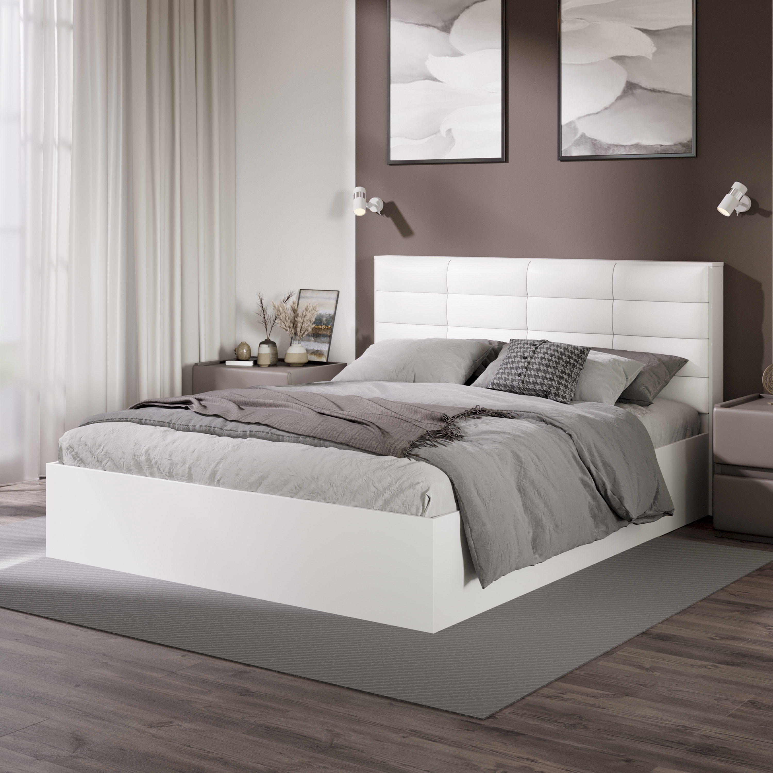 Изображение товара Кровать Трия Агата 168x102x214 см ЛДСП цвет белый