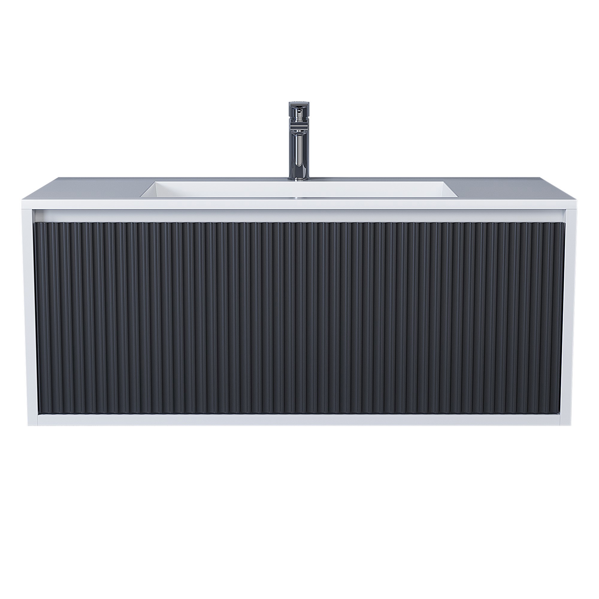 Изображение товара Тумба под раковину UPERWOOD Uperwood Next Premium 100 см Белый матовый/графит — подвесная, 1 ящик, 