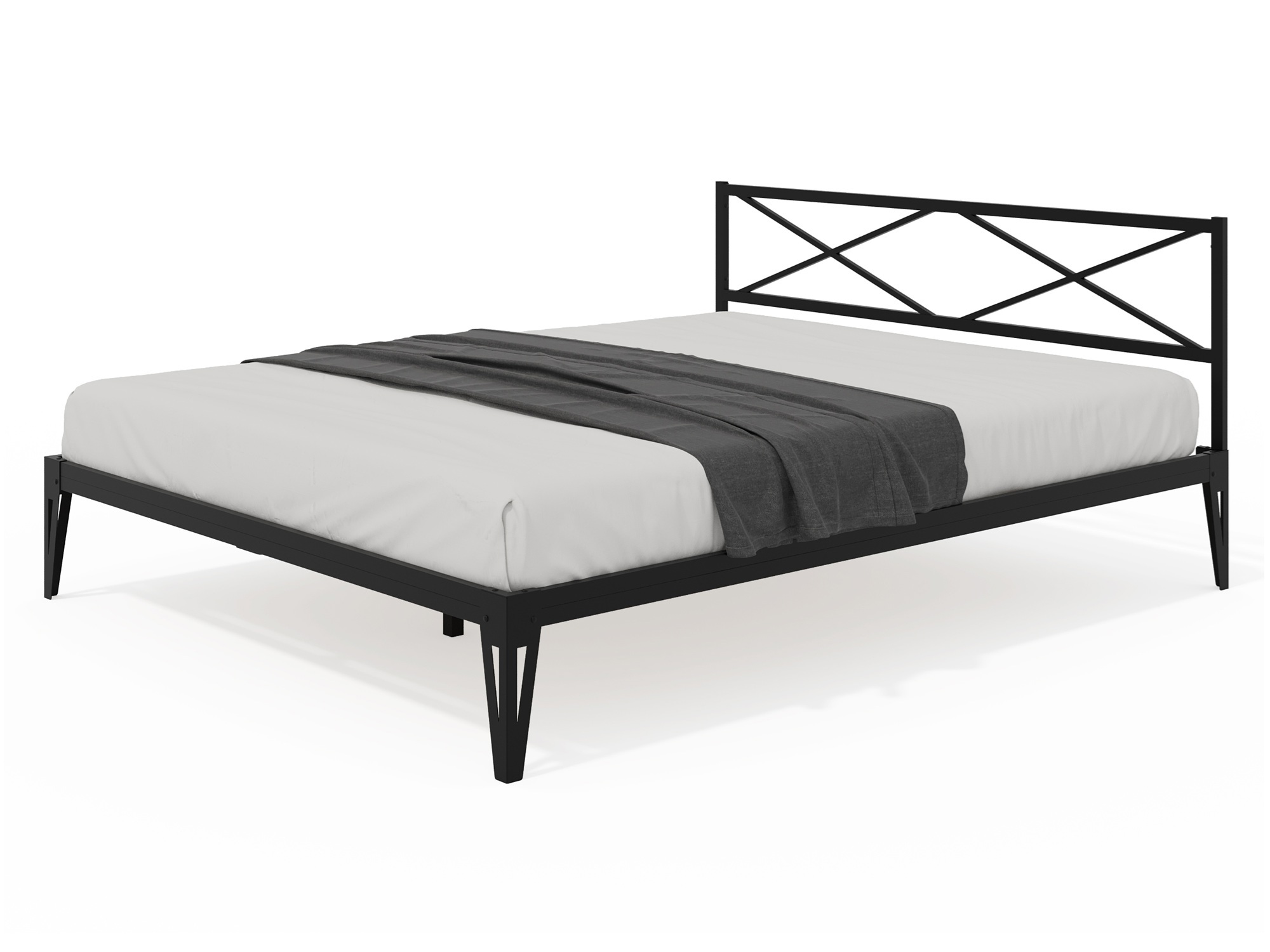 Изображение товара Кровать металлическая ТЕЯ 165.6x80.3x204.5 см черная современная двуспальная