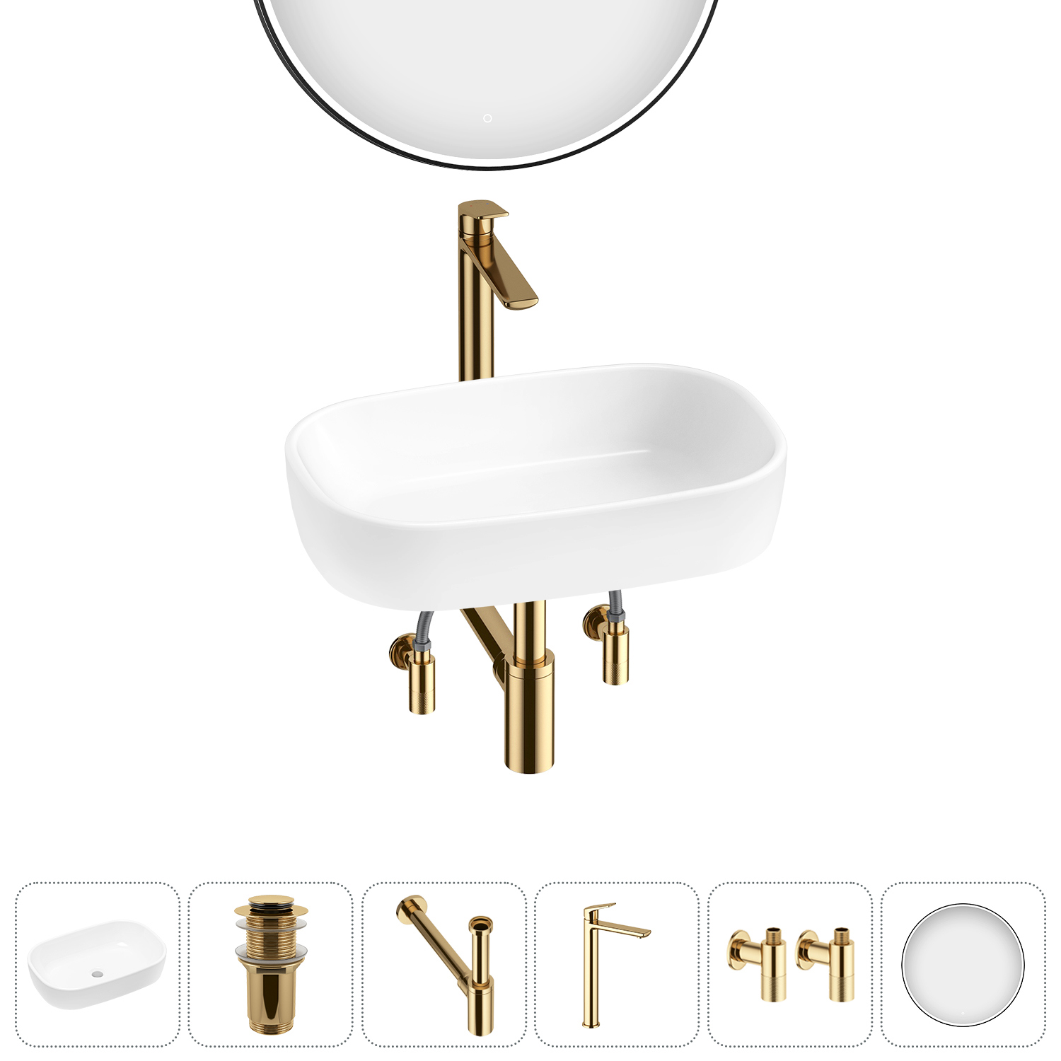 Изображение товара Раковина Lavinia Boho Bathroom Sink 54см 6 в 1 с зеркалом и сифоном для ванной