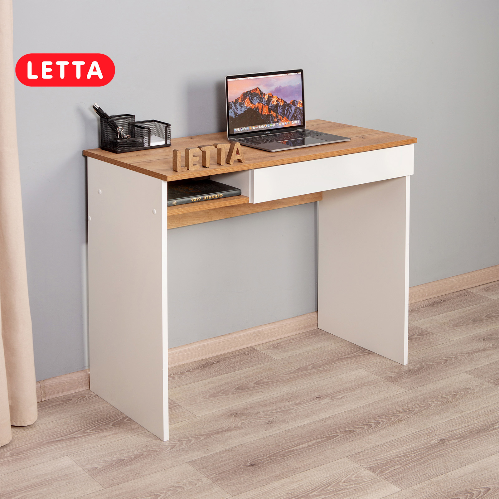 Изображение товара Письменный стол Letta L4053 90x76.4x45 см белый ЛДСП для дома и офиса