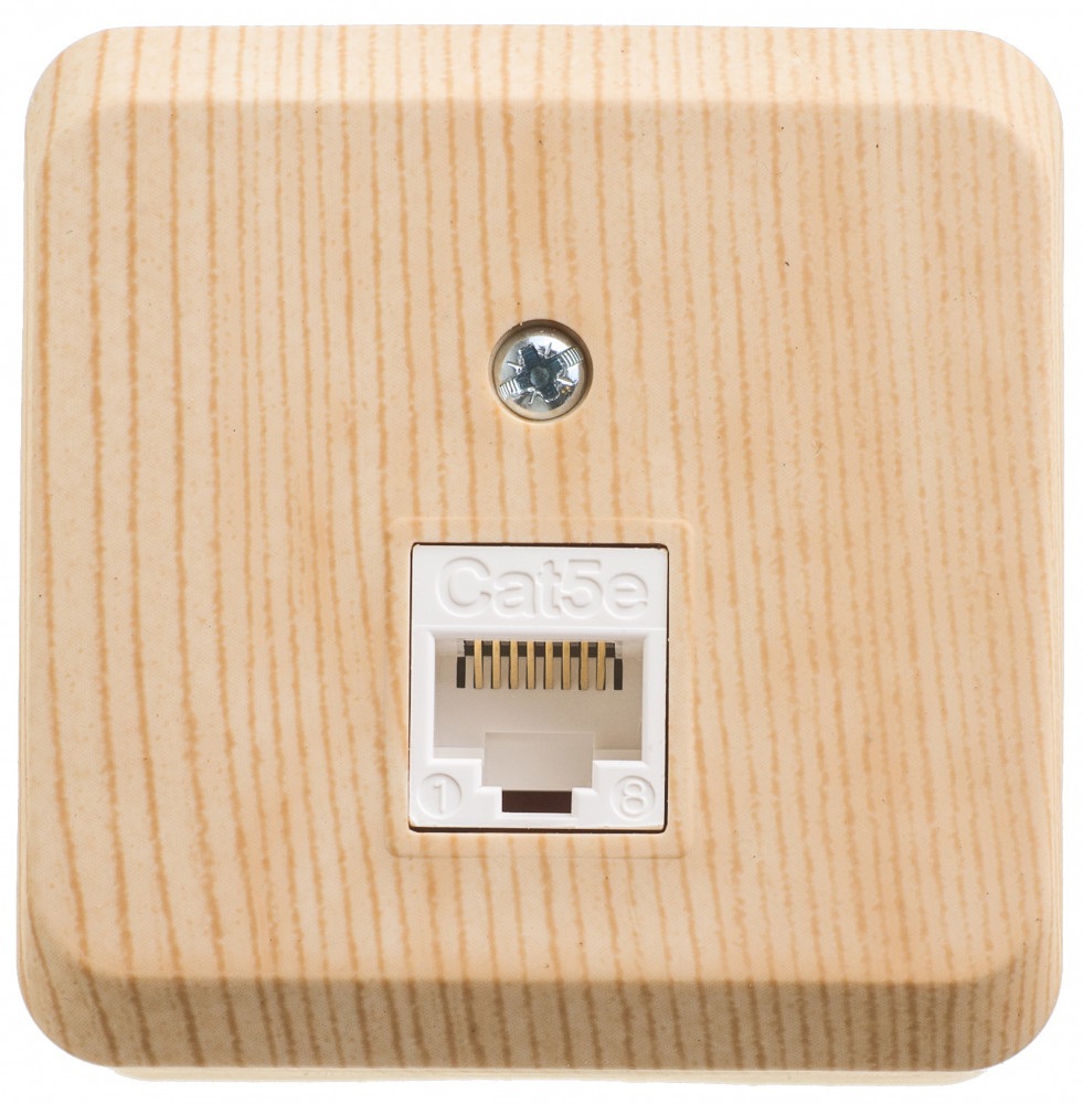 Изображение товара Розетка RJ45 Этюд KOMA-001D сосна накладной 1 пост
