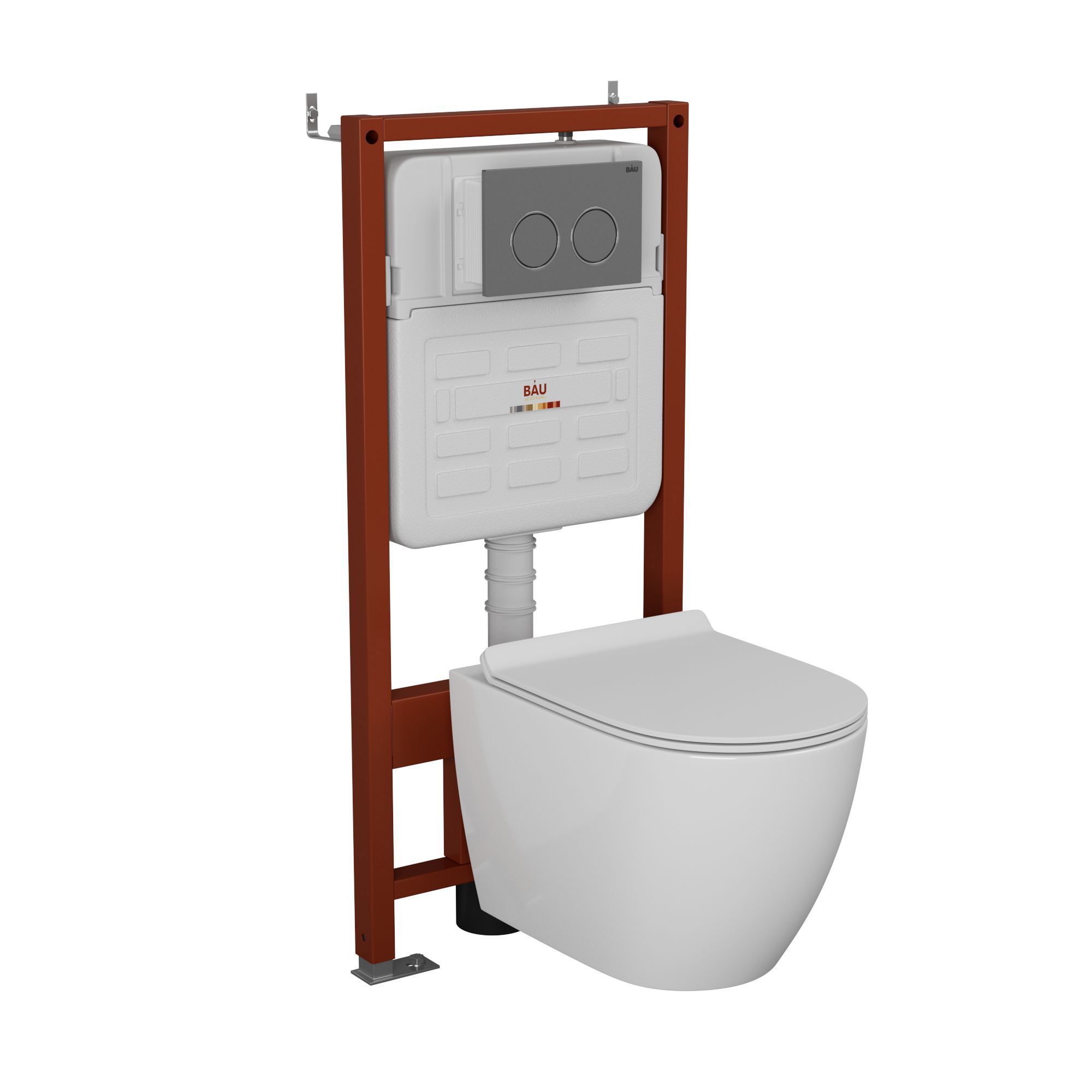 Изображение товара Комплект BAUEDGE E458103-BL0001-HQ5-E00114 6 в 1: инсталляция IDEAL унитаз безободковый Dream 52x36 Hurricane-5 сиденье быстросъемное микролифт кнопка