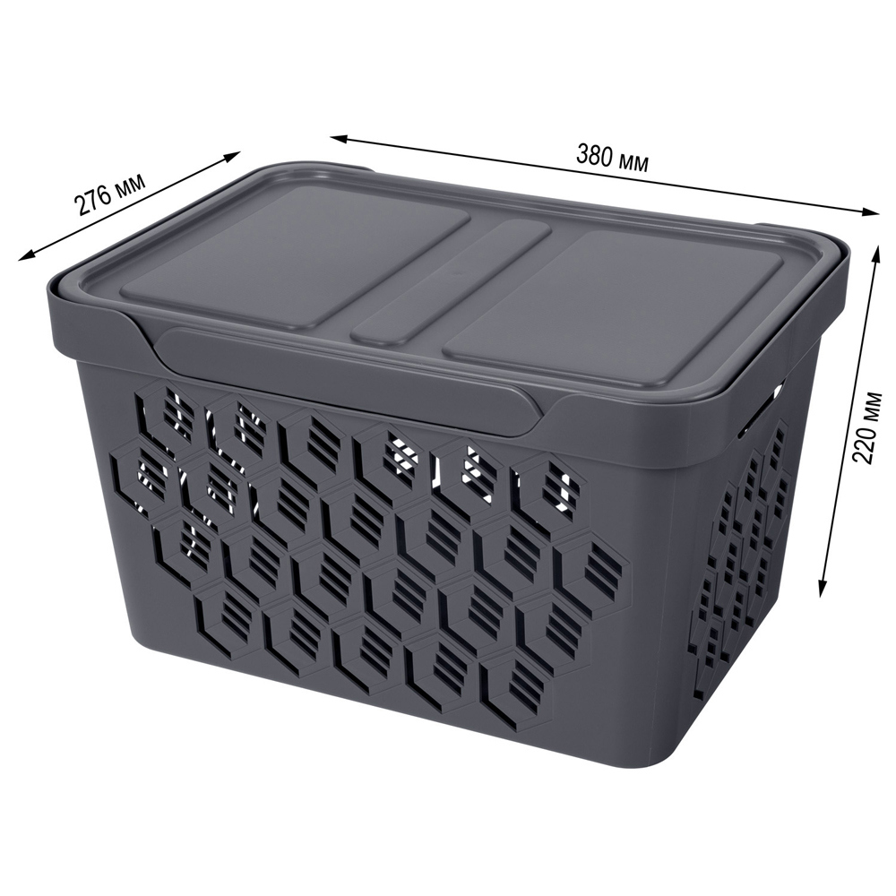 Изображение товара Ящик с крышкой Econova Deluxe 38x27,6x22 cм, 18 л цвет серый