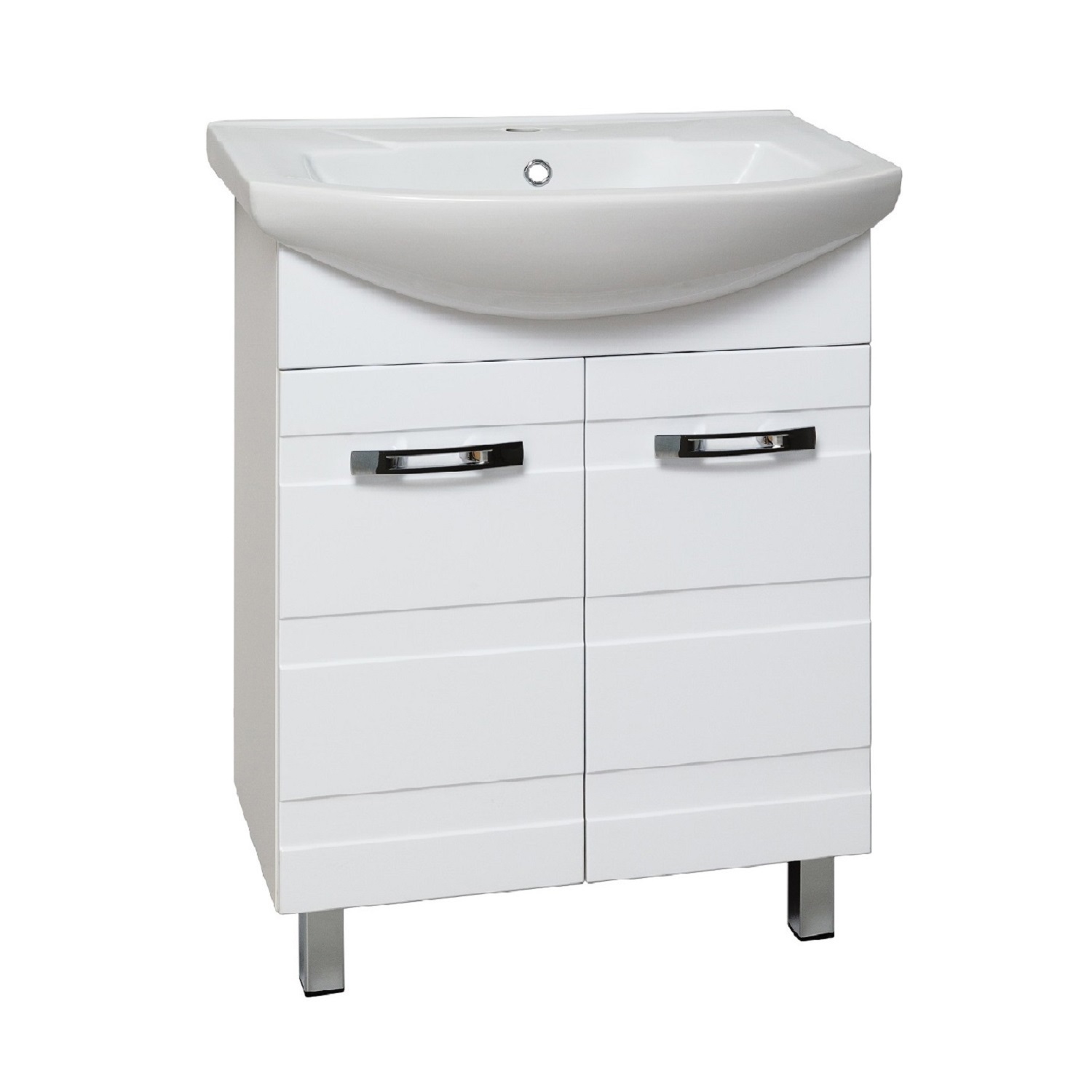 Изображение товара Тумба под раковину Runo Турин 65 см напольная белая с дверцами без раковины