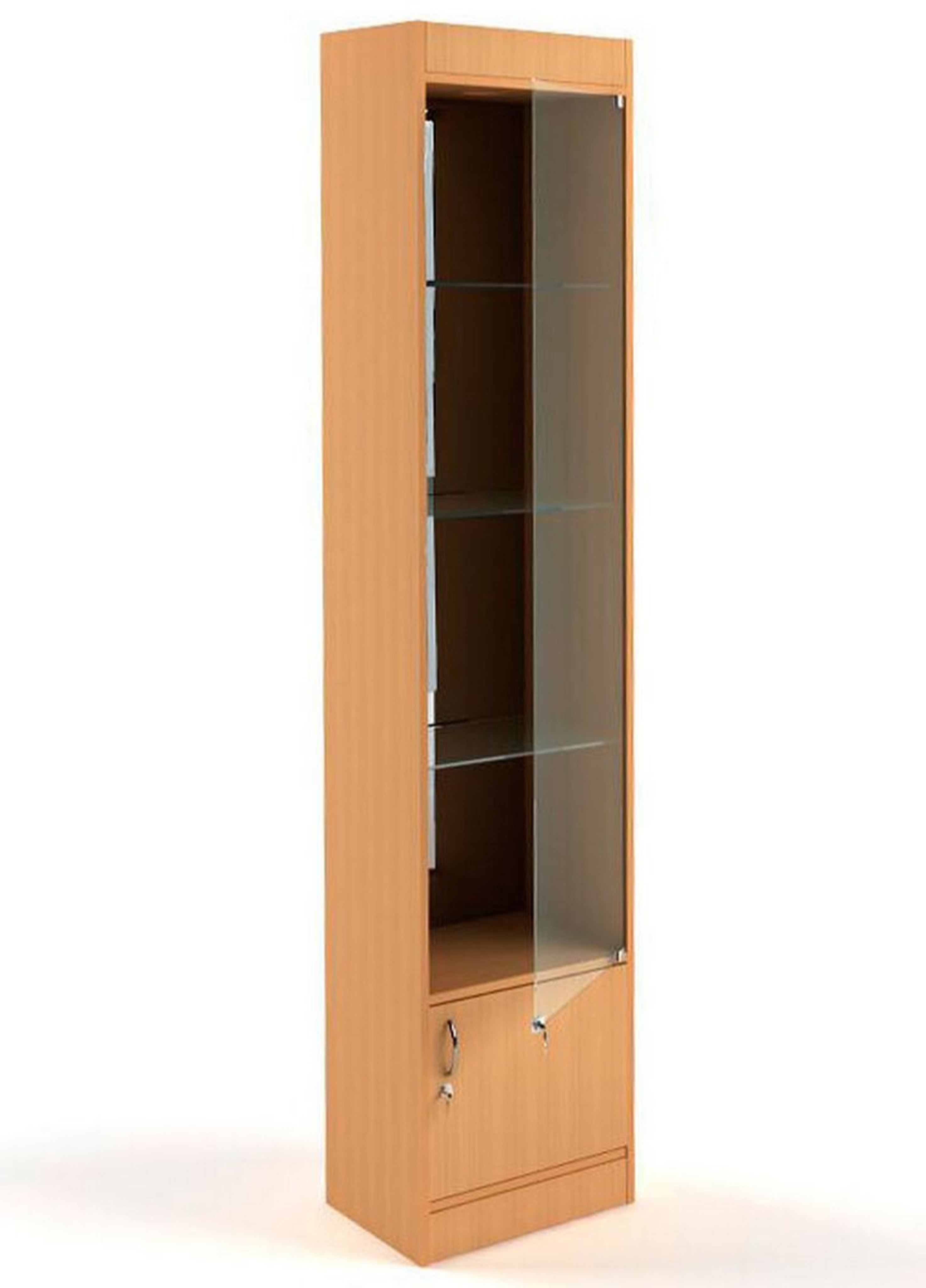 Изображение товара Шкаф-витрина 45x200 см Универсал №64-45-З с дверьми дерево стекло цвет бук