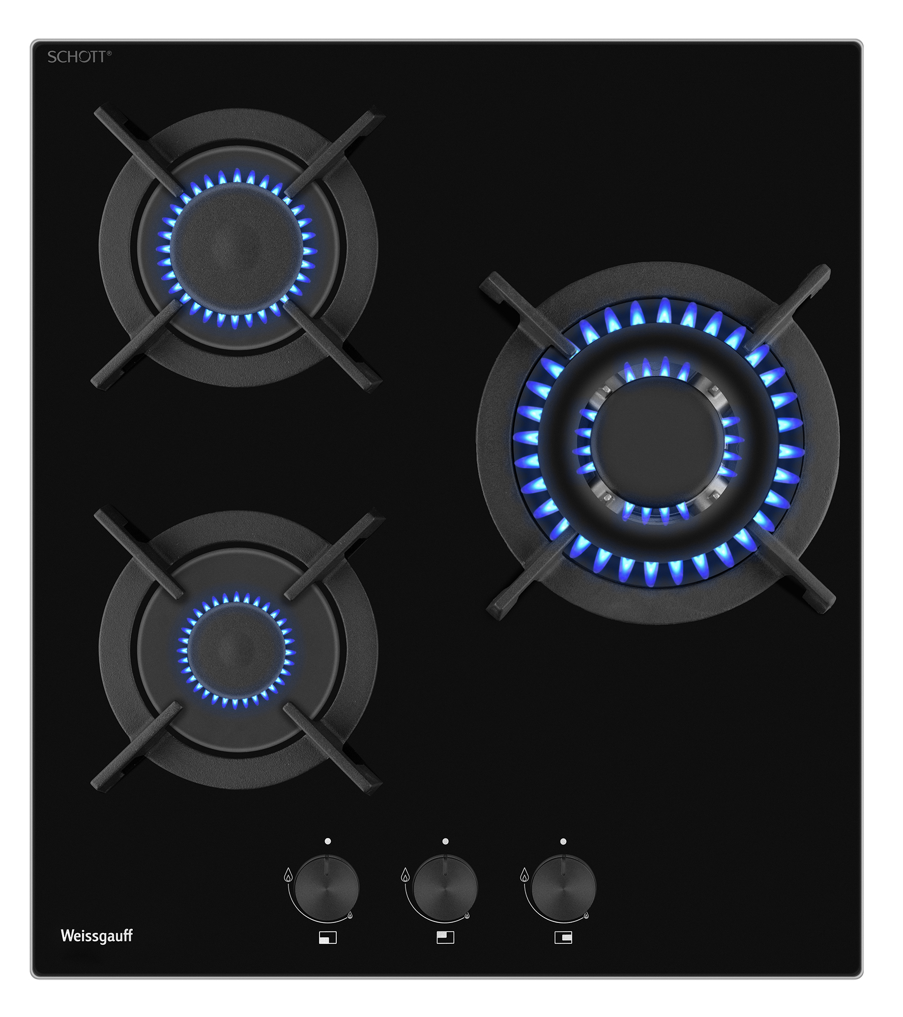 Изображение товара Газовая варочная панель Weissgauff HGG 451 BGV Nano Glass 3 конфорки