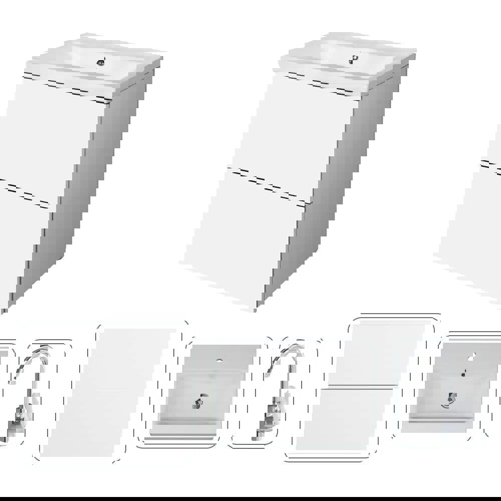 Изображение товара Тумба под раковину AM.PM M90-FHX0602-F8002700 60 см белая с раковиной и смесителем